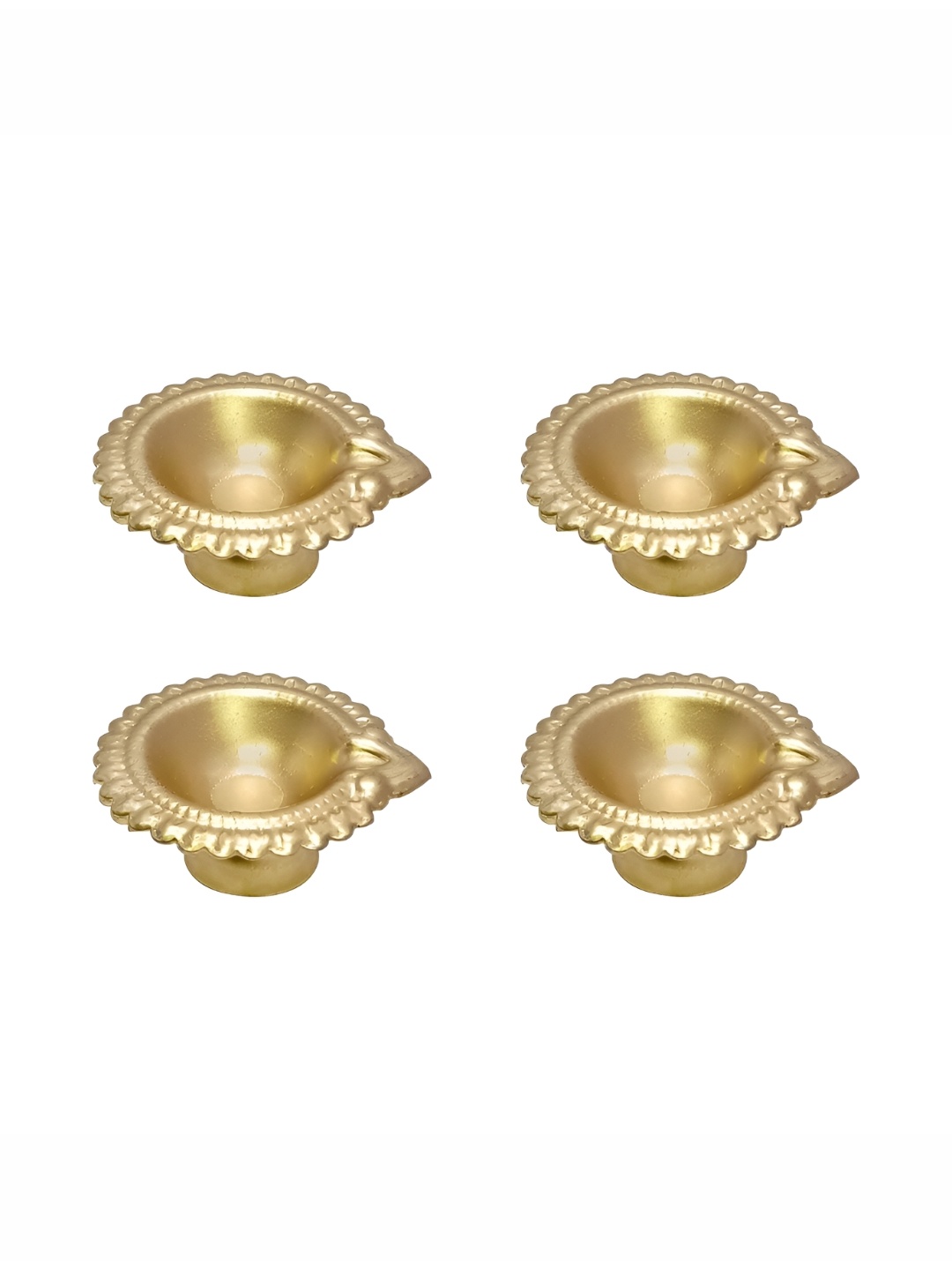 

Extreme Karigari 4 Pieces Textured Metal Pooja Diyas, Gold