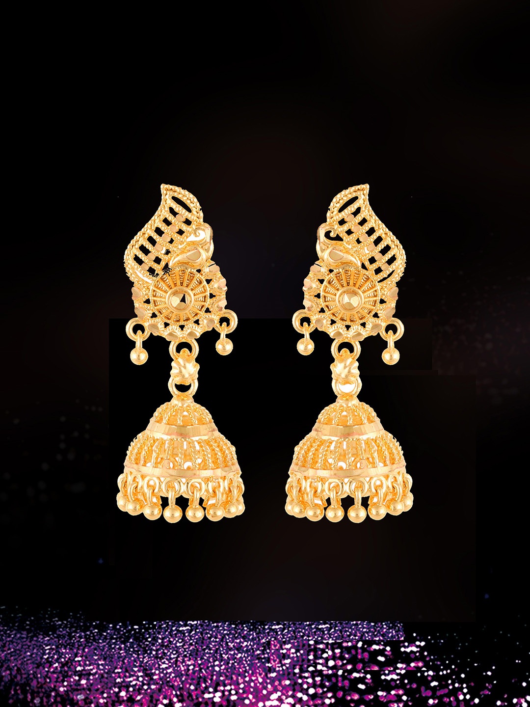 

Lila Gold-Plated Antique Contemporary Jhumkas