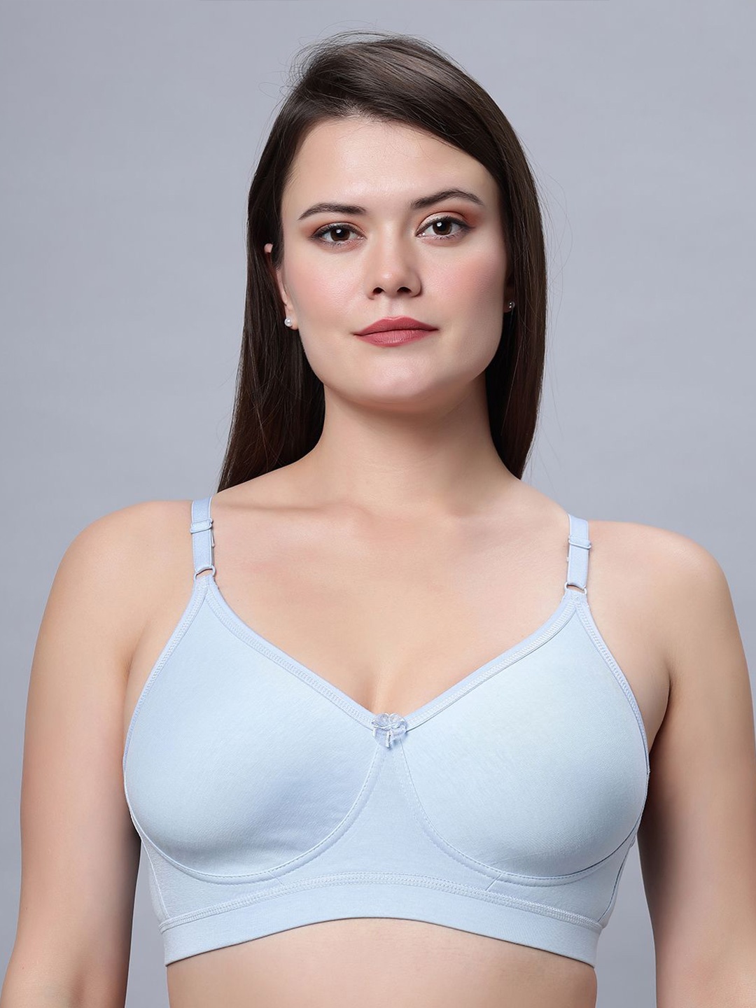 

In Care Non-Wired Full Coverage Non Padded Cotton Push-Up Bra, Blue