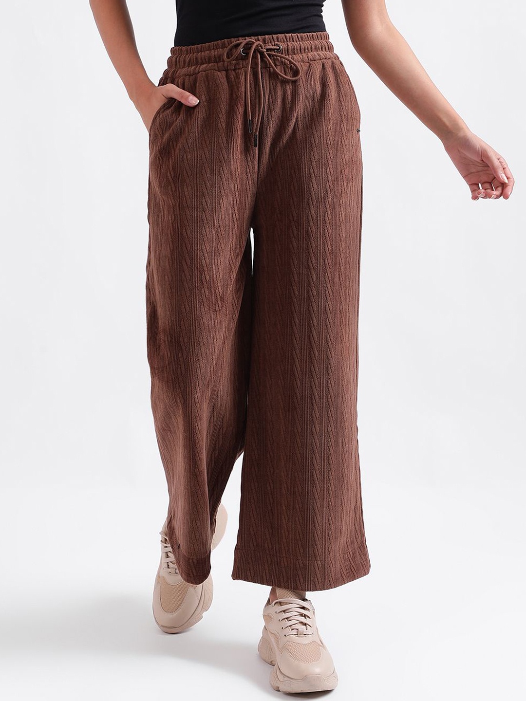 

ELLE Women Relaxed Fit Track Pants, Brown