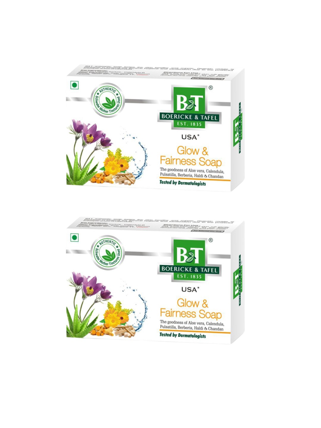 

BOERICKE & TAFEL Set Of 2 Glow & Fairness Soap With Aloe Vera Gel - 75 g Each, White
