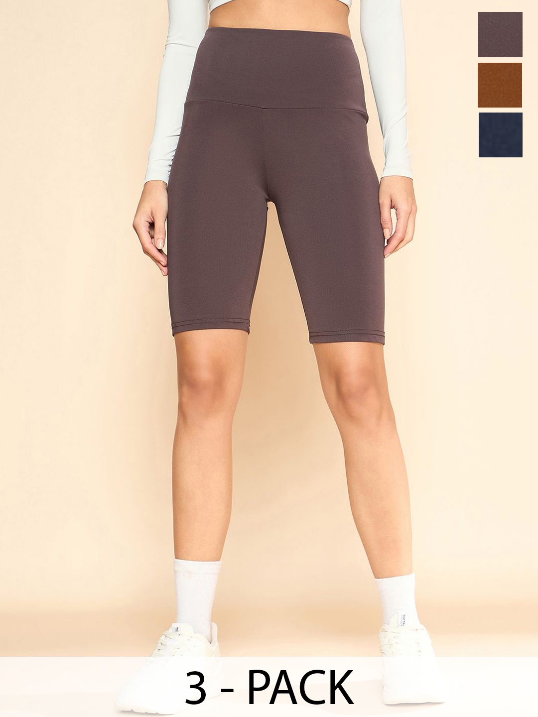 

COLOR CAPITAL Pack Of 3 Women High-Rise Gym Tights, Navy blue