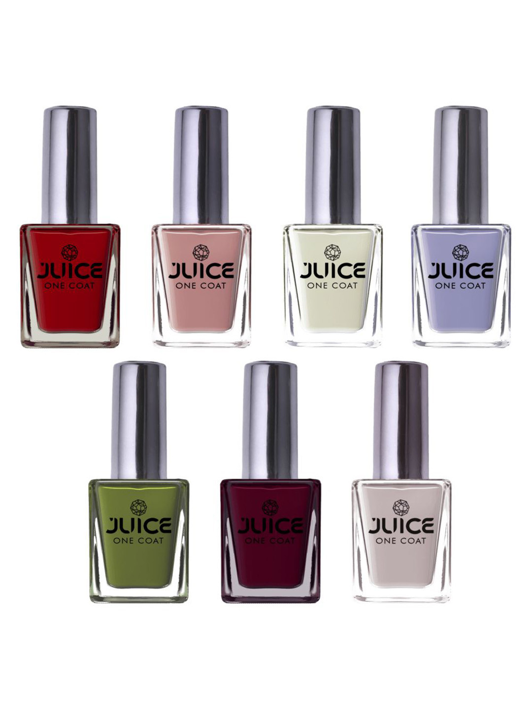 

JUICE Set of 7 One Coat Long-Wearing Quick Dry Glossy Nail Polish - 11 ml each, Multi