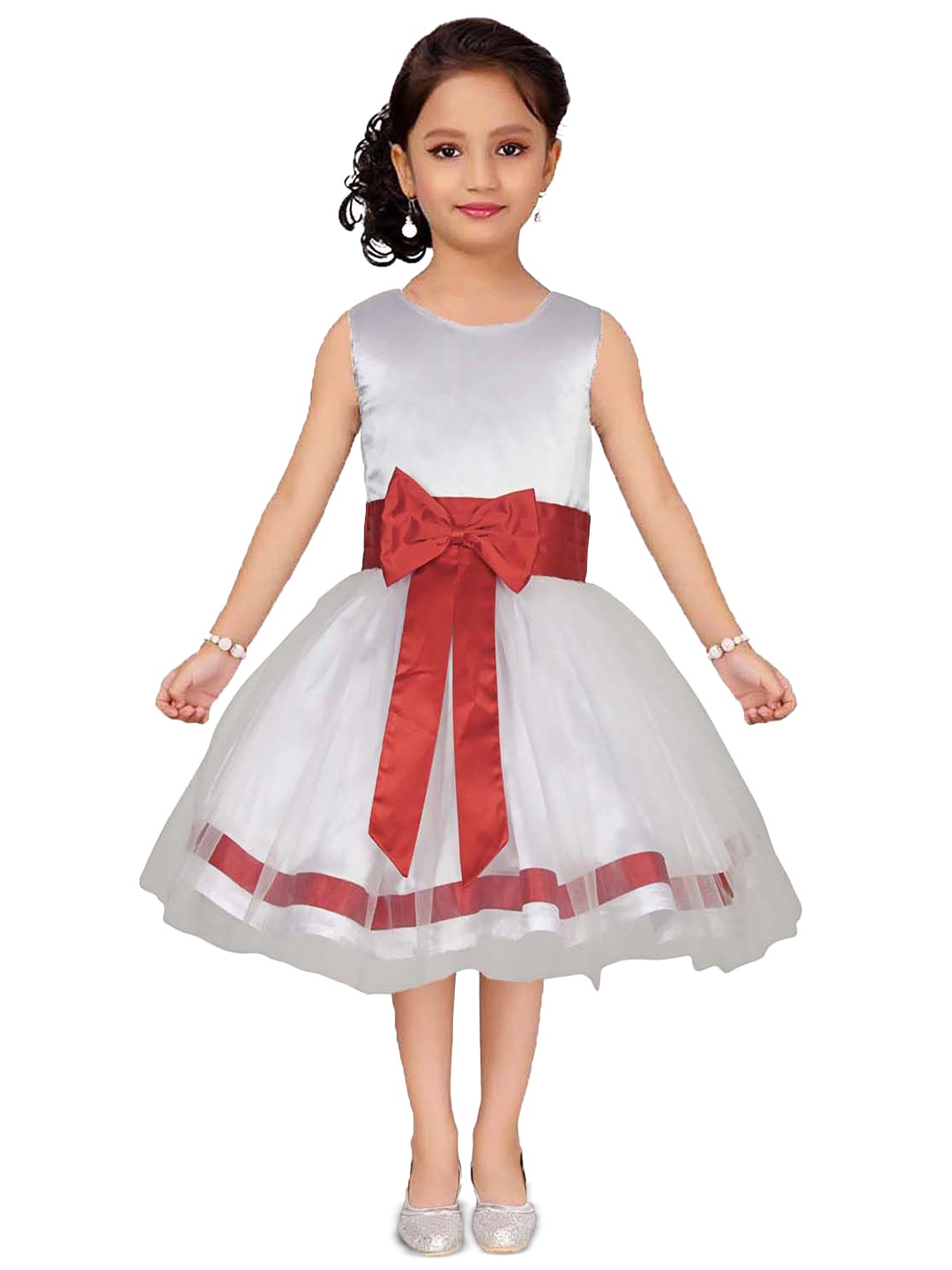 

Wish little Girls Net A-Line Dress, White