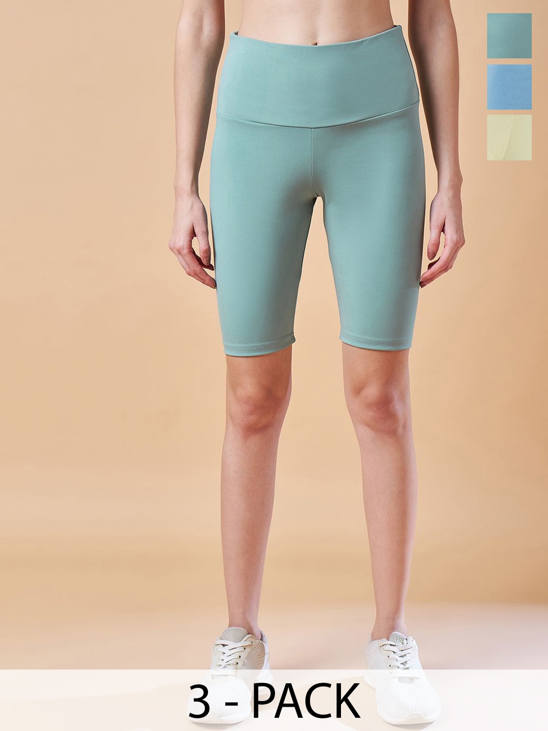 

COLOR CAPITAL Pack Of 3 Antimicrobial Tights, Sea green
