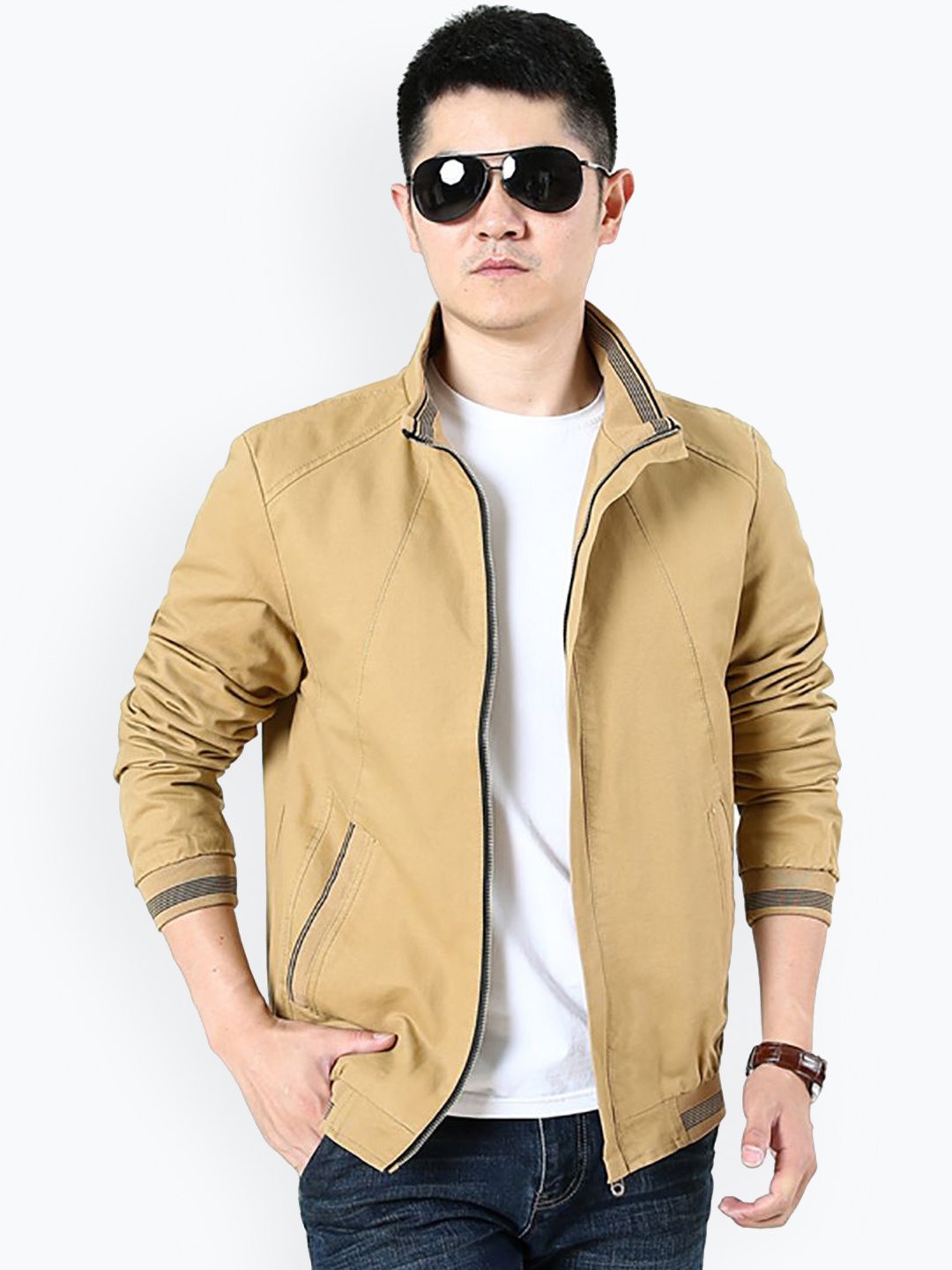

StyleCast x Revolte Men Windcheater Tailored Jacket, Khaki