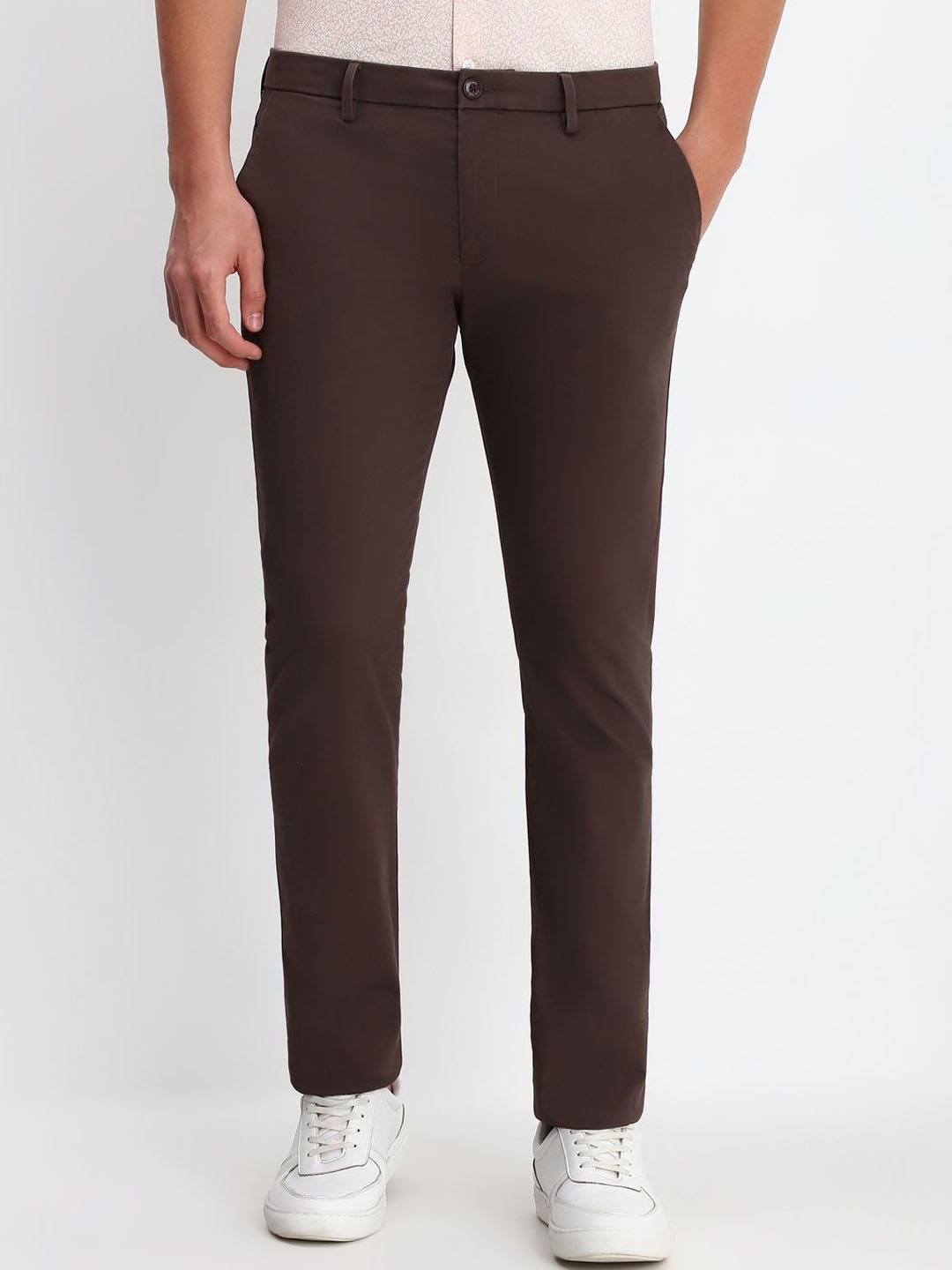 

Allen Solly Men Mid-Rise Ultra Slim Fit Trousers, Brown
