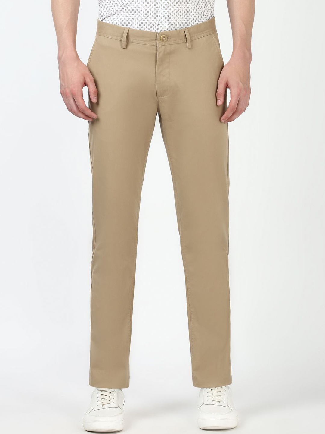 

Peter England Casuals Men Super Slim Fit Trousers, Beige