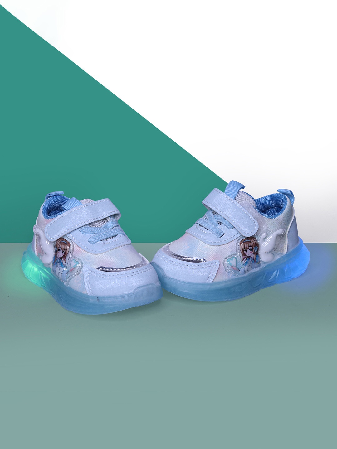 

BAESD Girls Solid Round Toe PU Sneakers, Blue