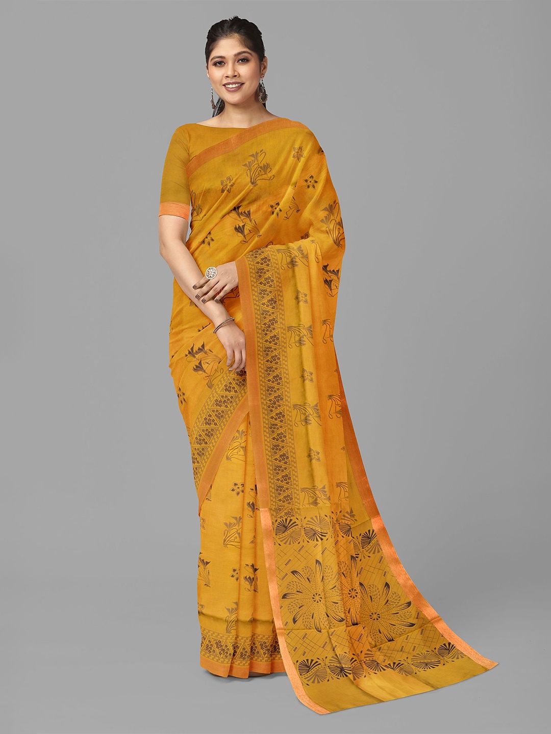 

The Chennai Silks Floral Kovai Saree, Mustard