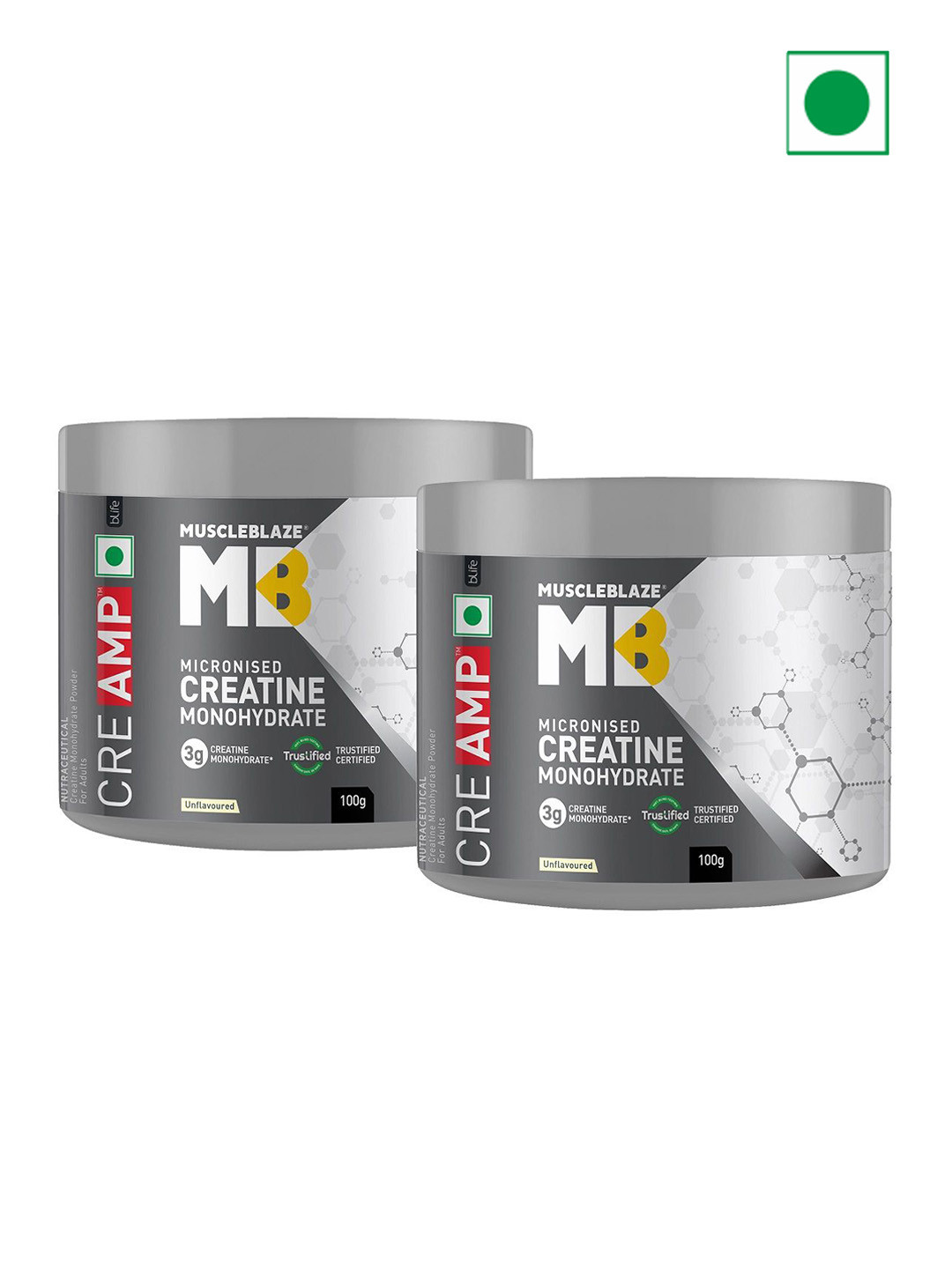 

MuscleBlaze Set Of 2 Micronised Creatine Monohydrate - 100 g Each, White