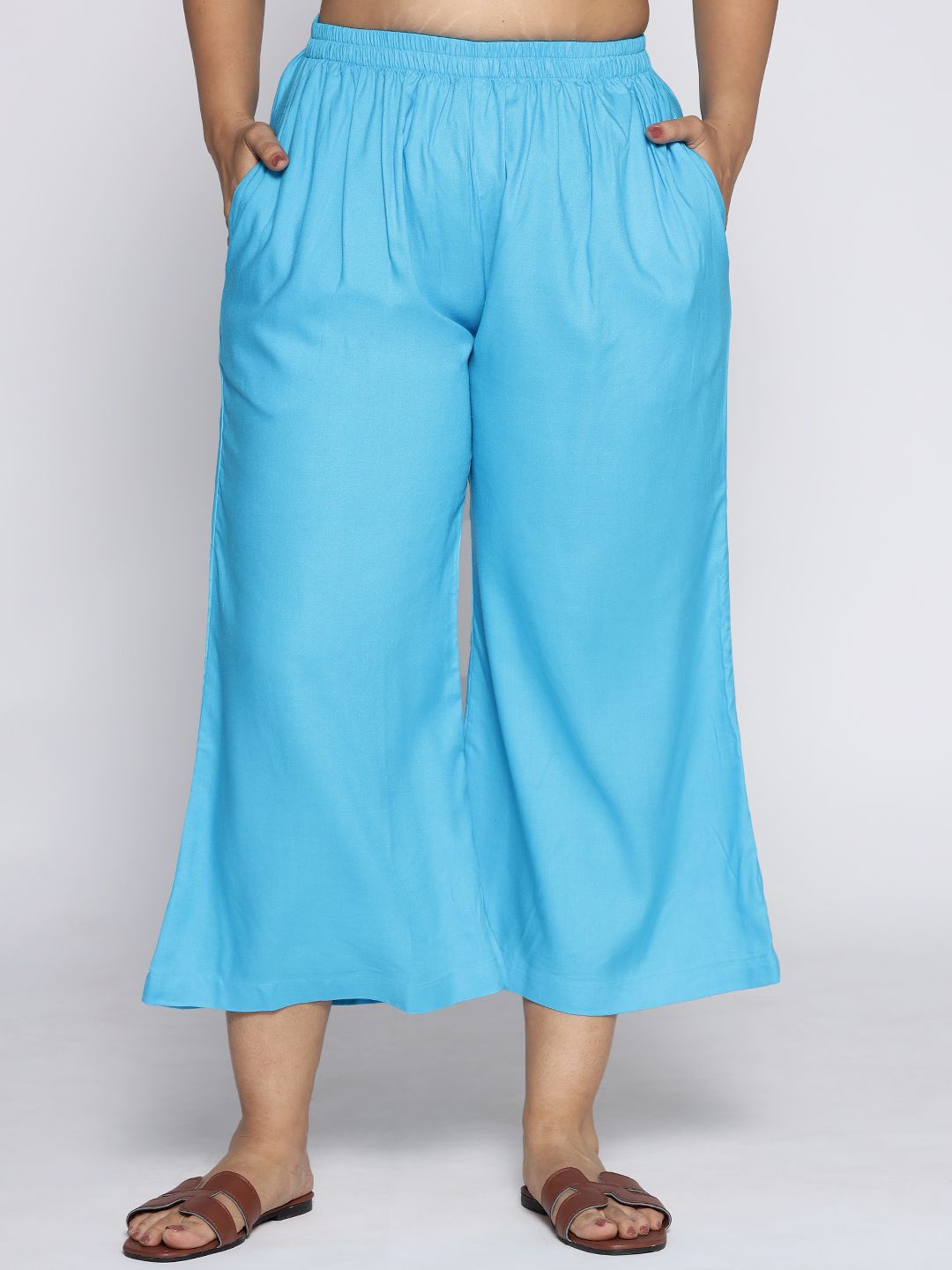 

LetsDressUp Straight Fit Palazzos, Turquoise blue
