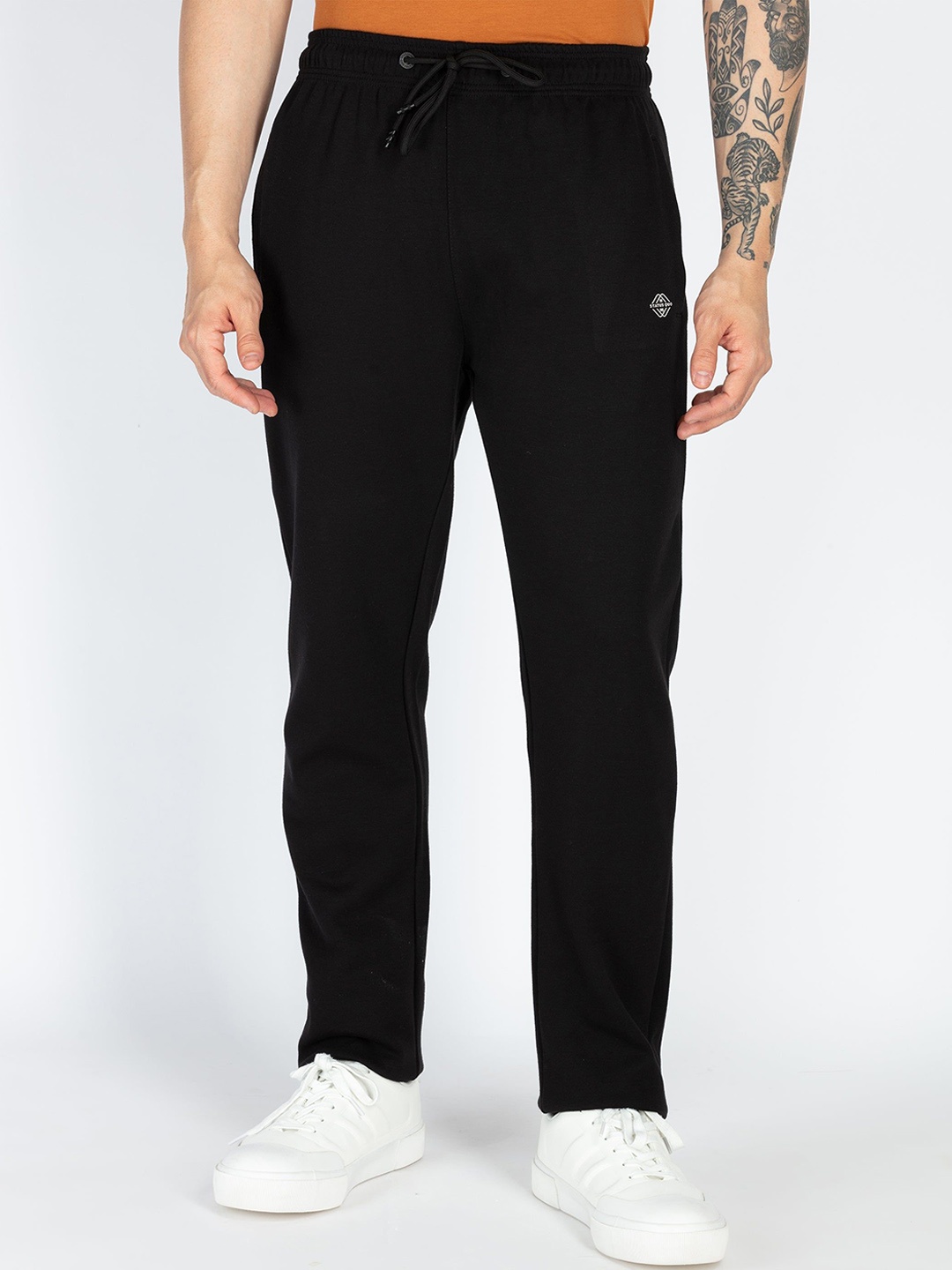 

Status Quo Men Cotton Mid Rise Regular Fit Track Pants, Black