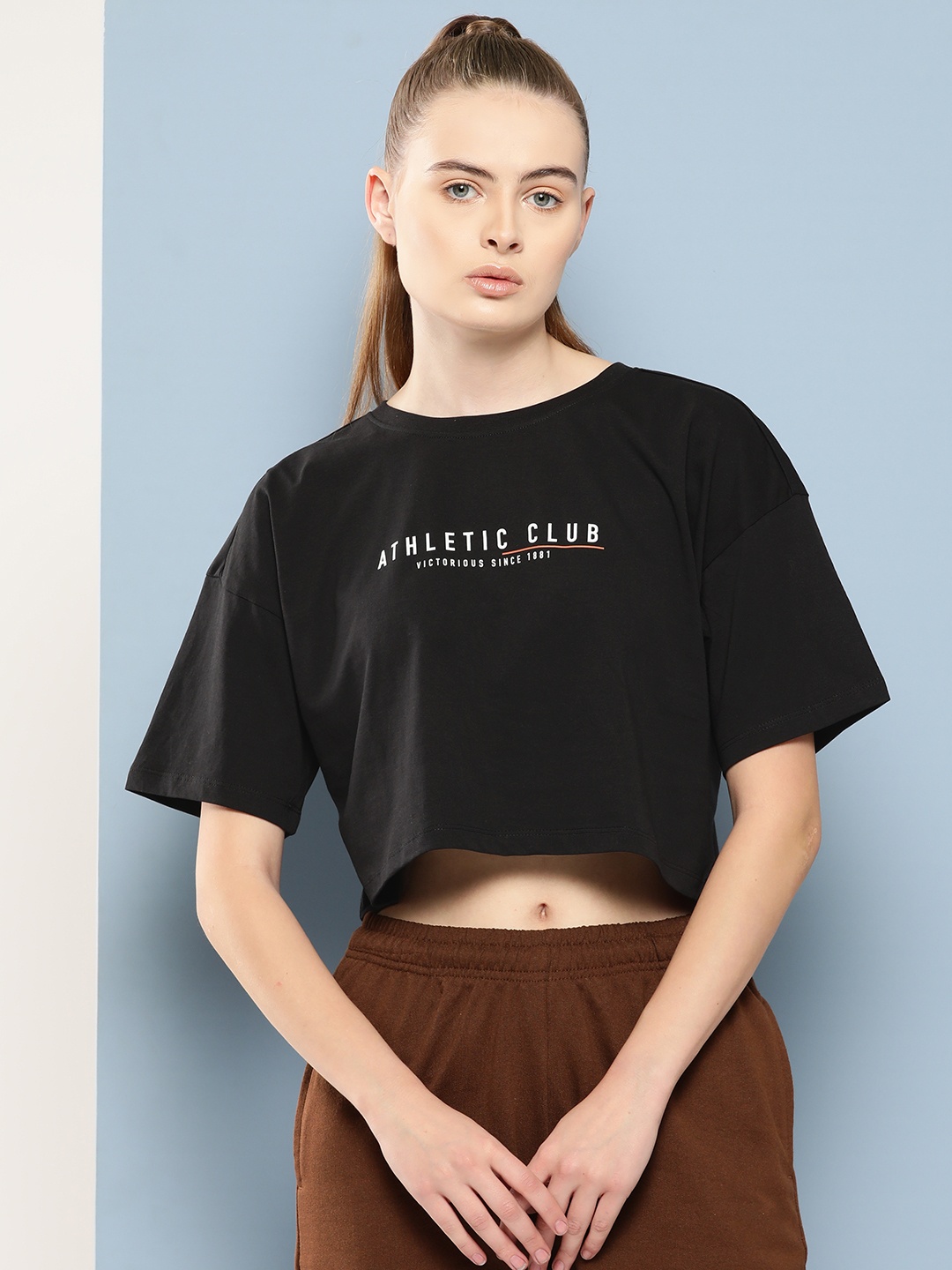 

Slazenger Printed Pure Cotton Boxy Crop T-shirt, Black