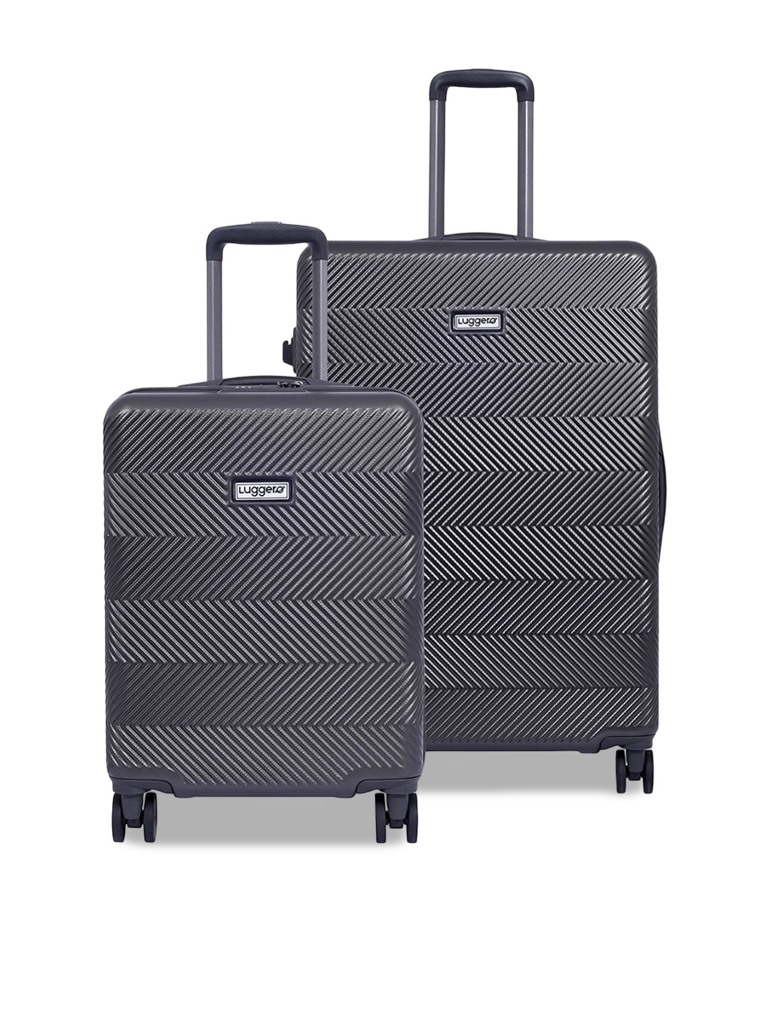 

Luggero Unisex Set Of 2 Textured Hard-Sided 360-Degree Rotation Trolley Bags, Grey