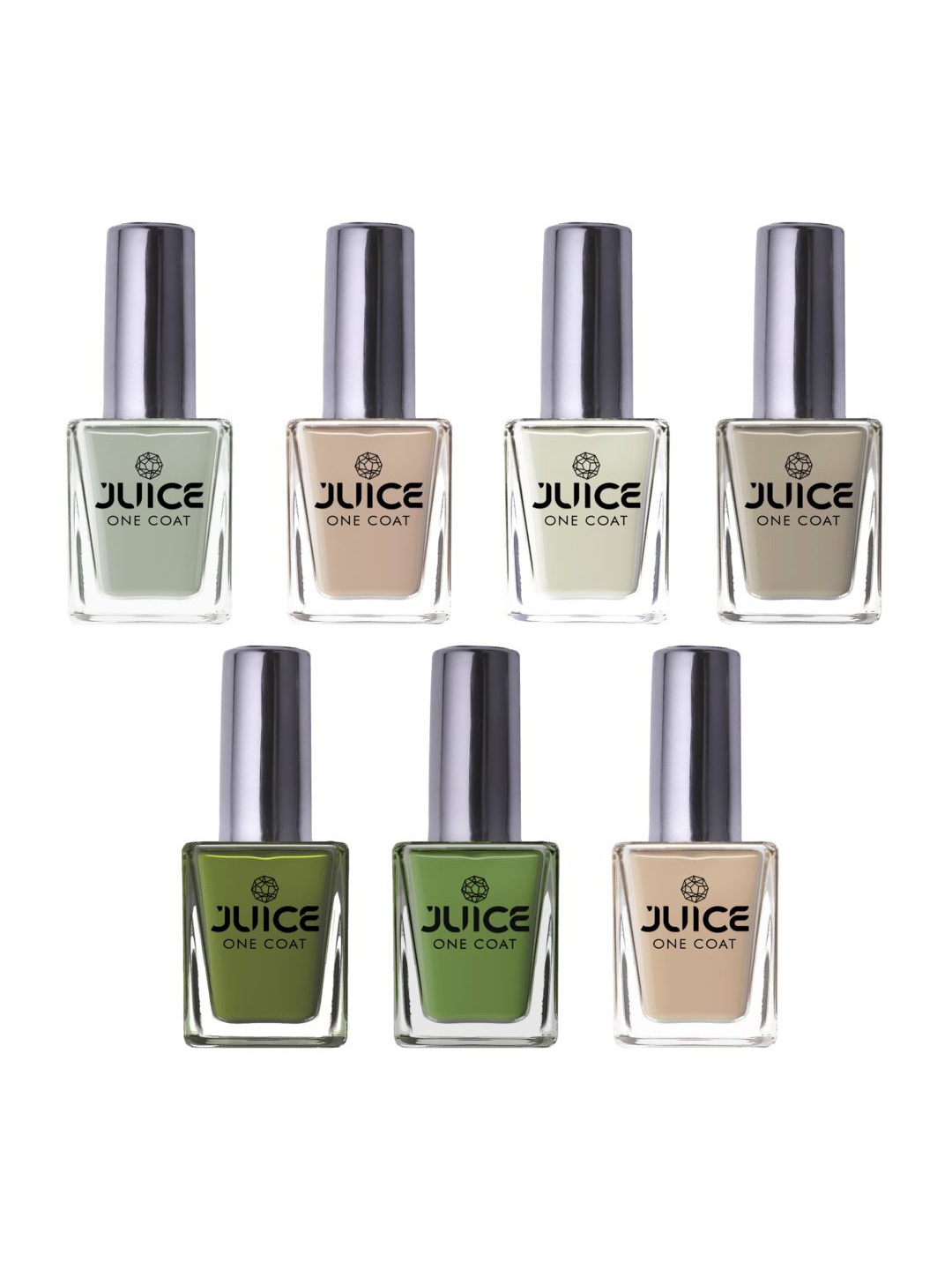 

JUICE Set of 7 One Coat Long-Wearing Quick Dry Glossy Nail Polish - 11 ml each, Multi