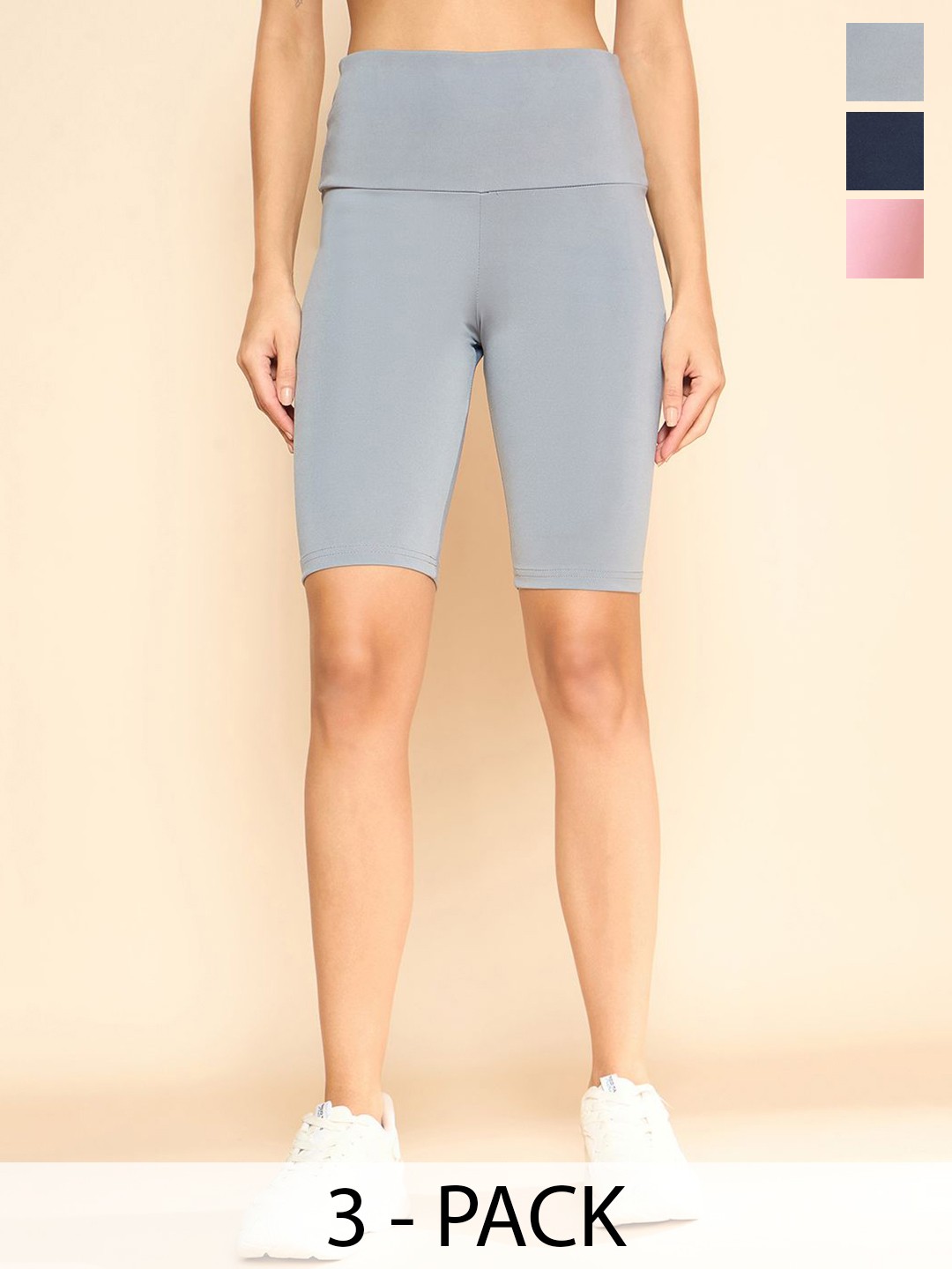 

COLOR CAPITAL Women Pack Of 3 Above Knee Length Tights, Grey