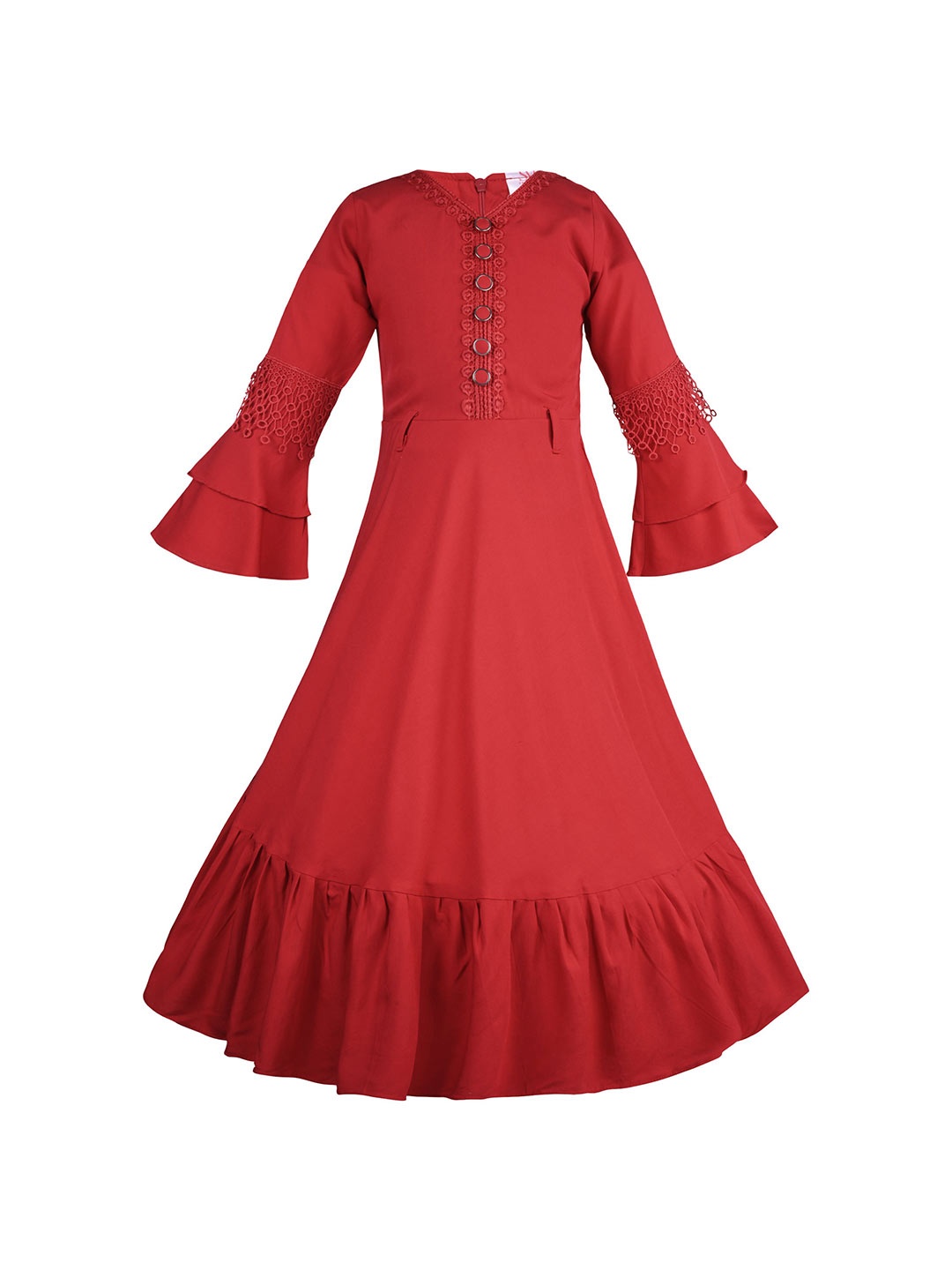

Wish Karo Girl Solid Fit & Flare Dress, Red