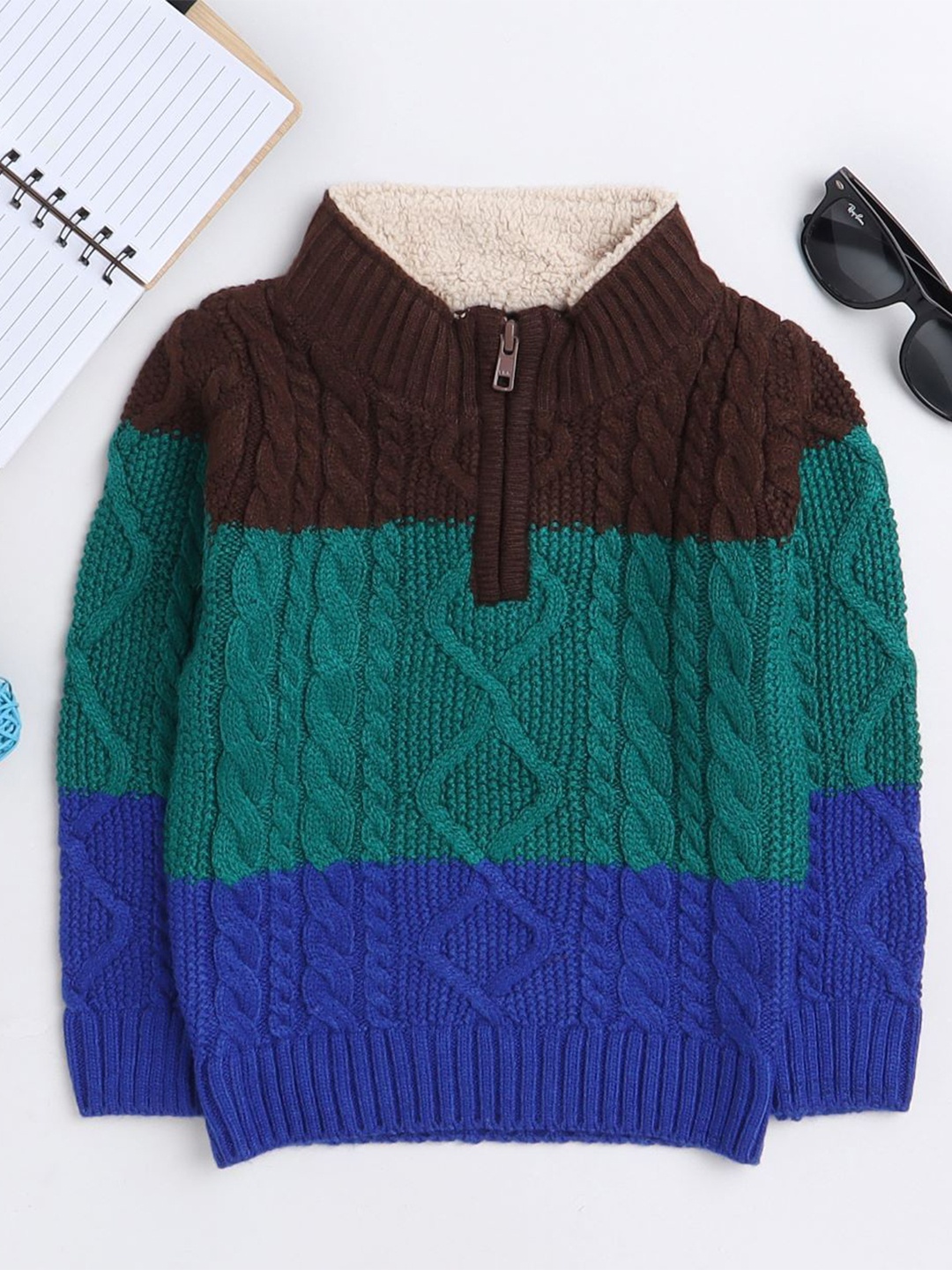 

Yellow Apple Boys Cable Knit Woollen Pullover, Blue