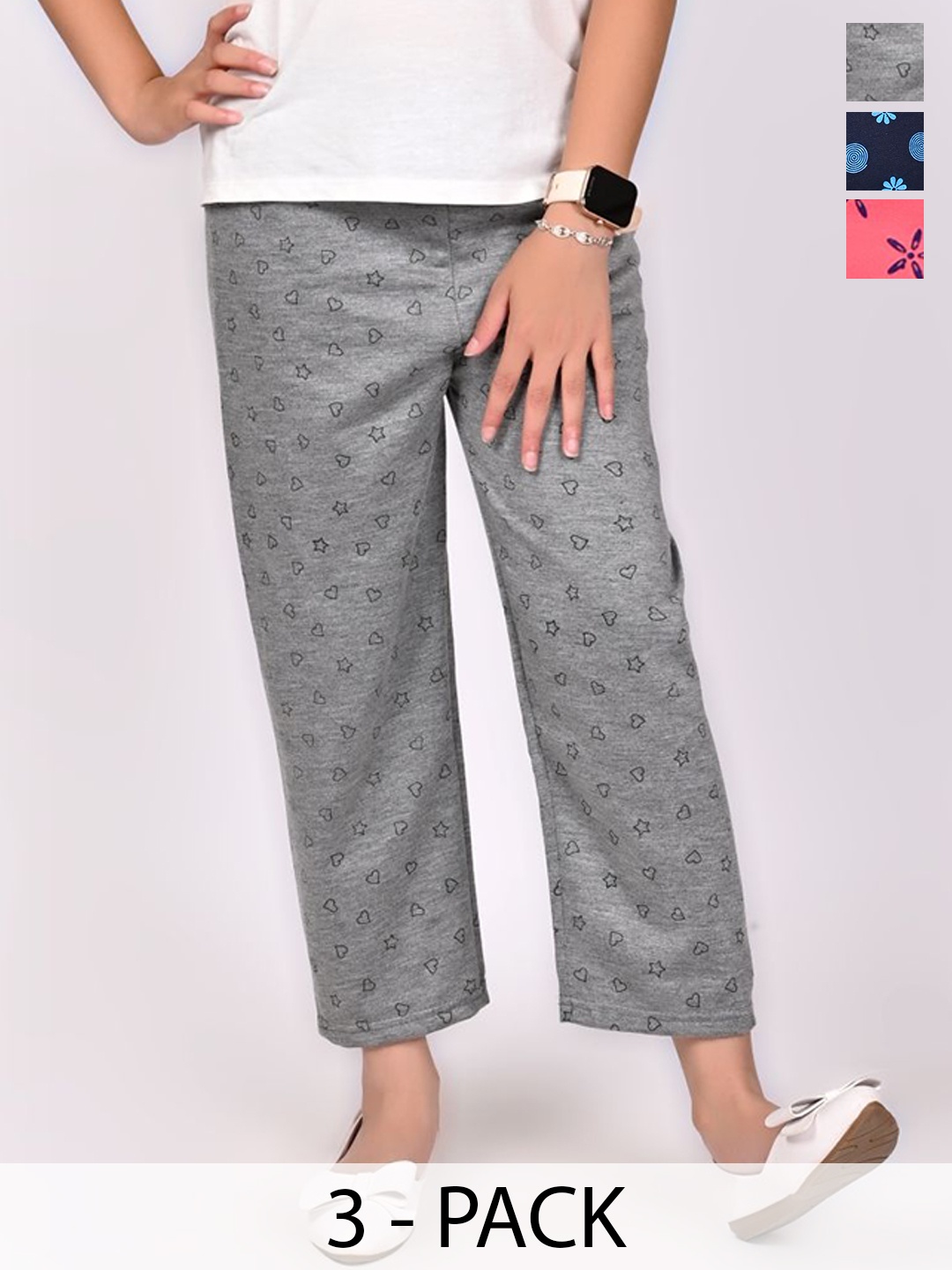 

BAESD Girls Pack Of 3 Printed Trousers, Grey