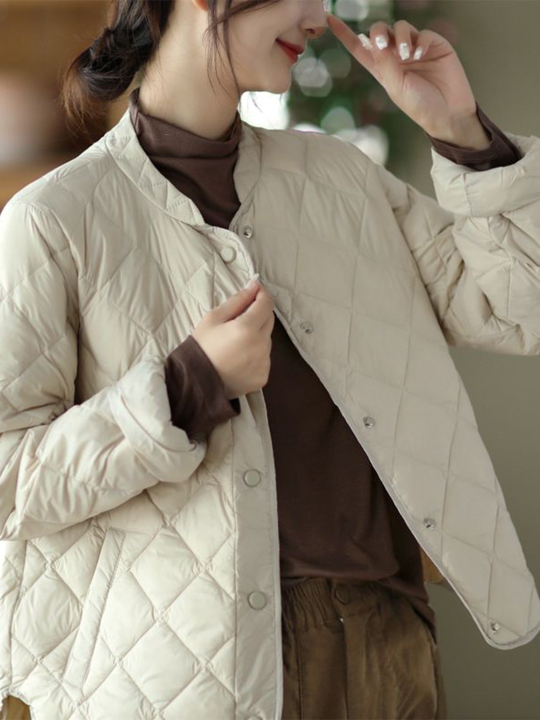 

StyleCast x Revolte Solid Puffer Jacket, Beige