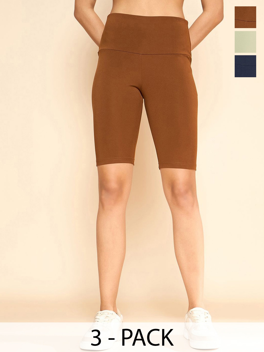 

COLOR CAPITAL Pack Of 3 High-Waisted Gym Tights, Rust