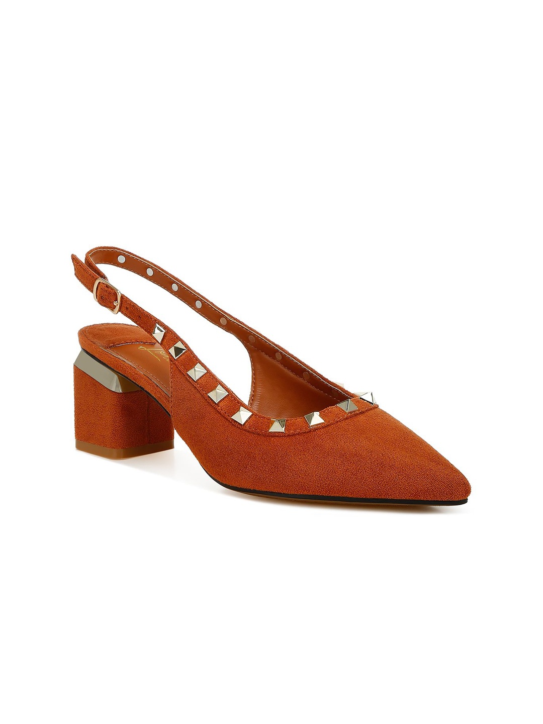 

London Rag PU Slingback Block Mules, Tan