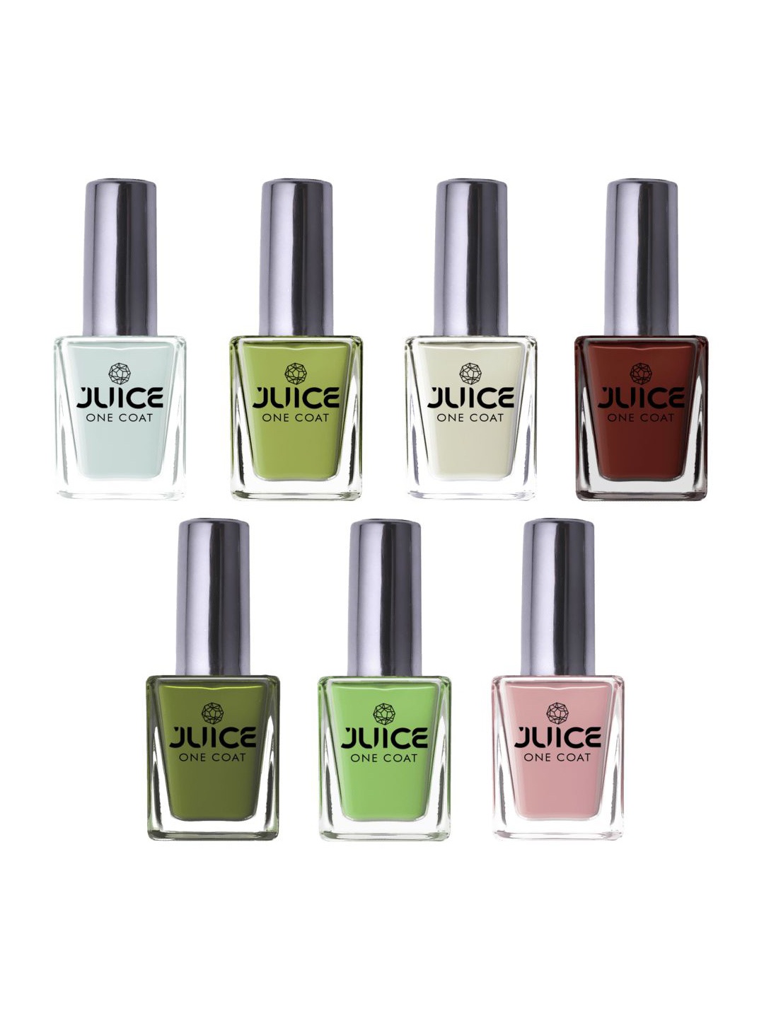 

JUICE Set Of 7 One Coat Long-Wearing Glossy Nail Polish - 11 ml Each, Green