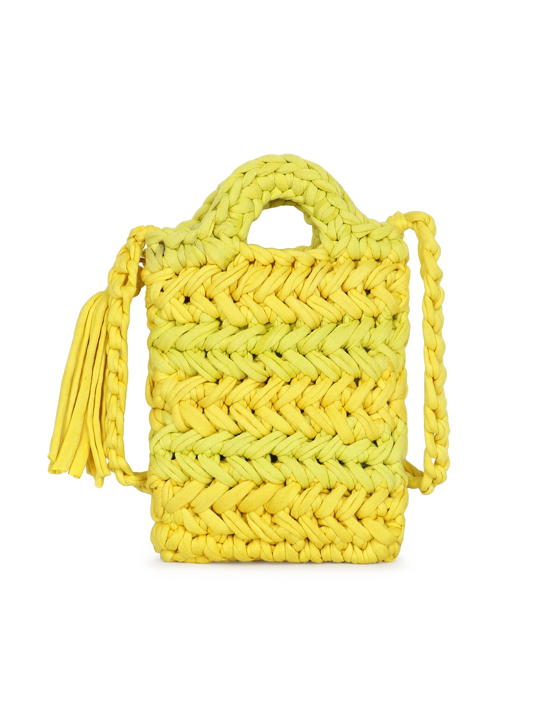 

Spice Art Colourblocked Sling Bag with Tasselled, Yellow