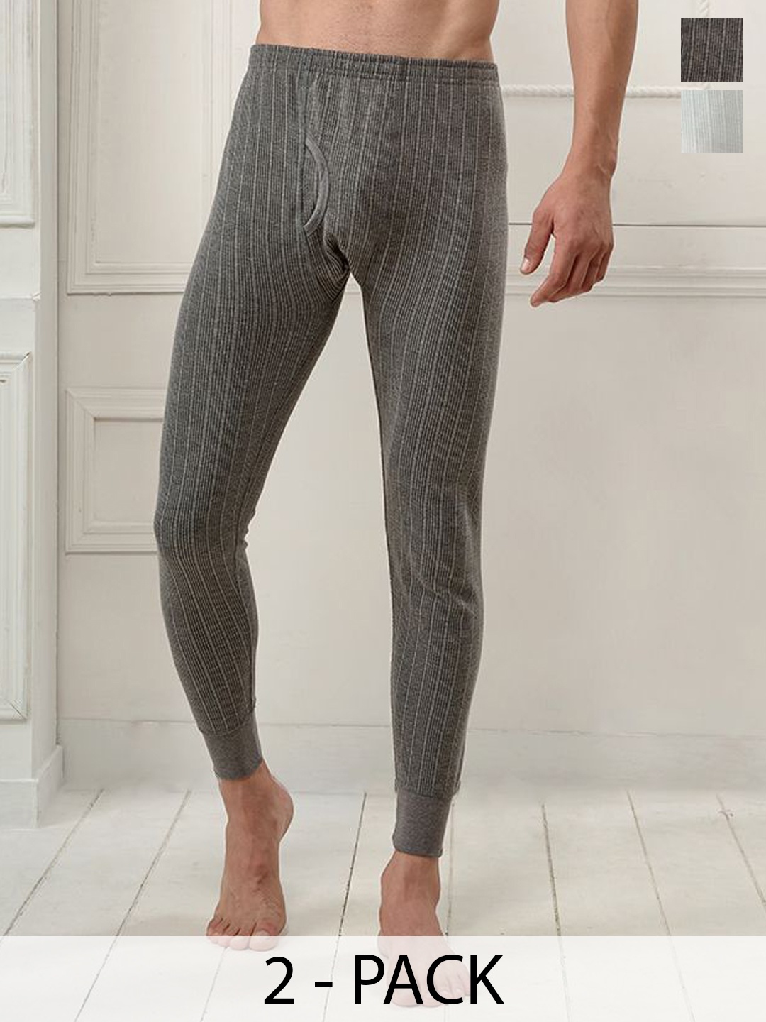 

INFERNO Pack Of 2 Men Polycotton Thermal Trouser, Grey