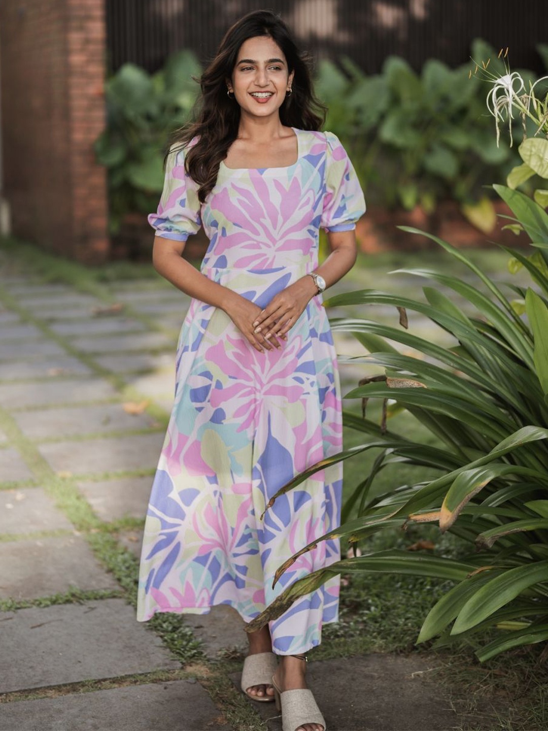 

HAY Floral Print Liva Fit & Flare Dress, Multi