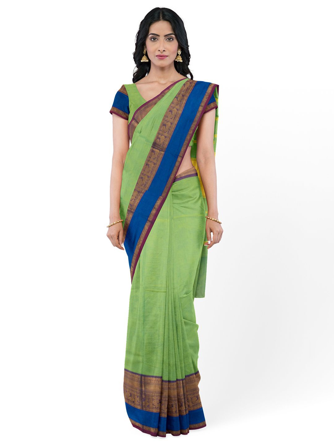 

Avishya Woven Design Pure Cotton Kanjeevaram Saree, Green