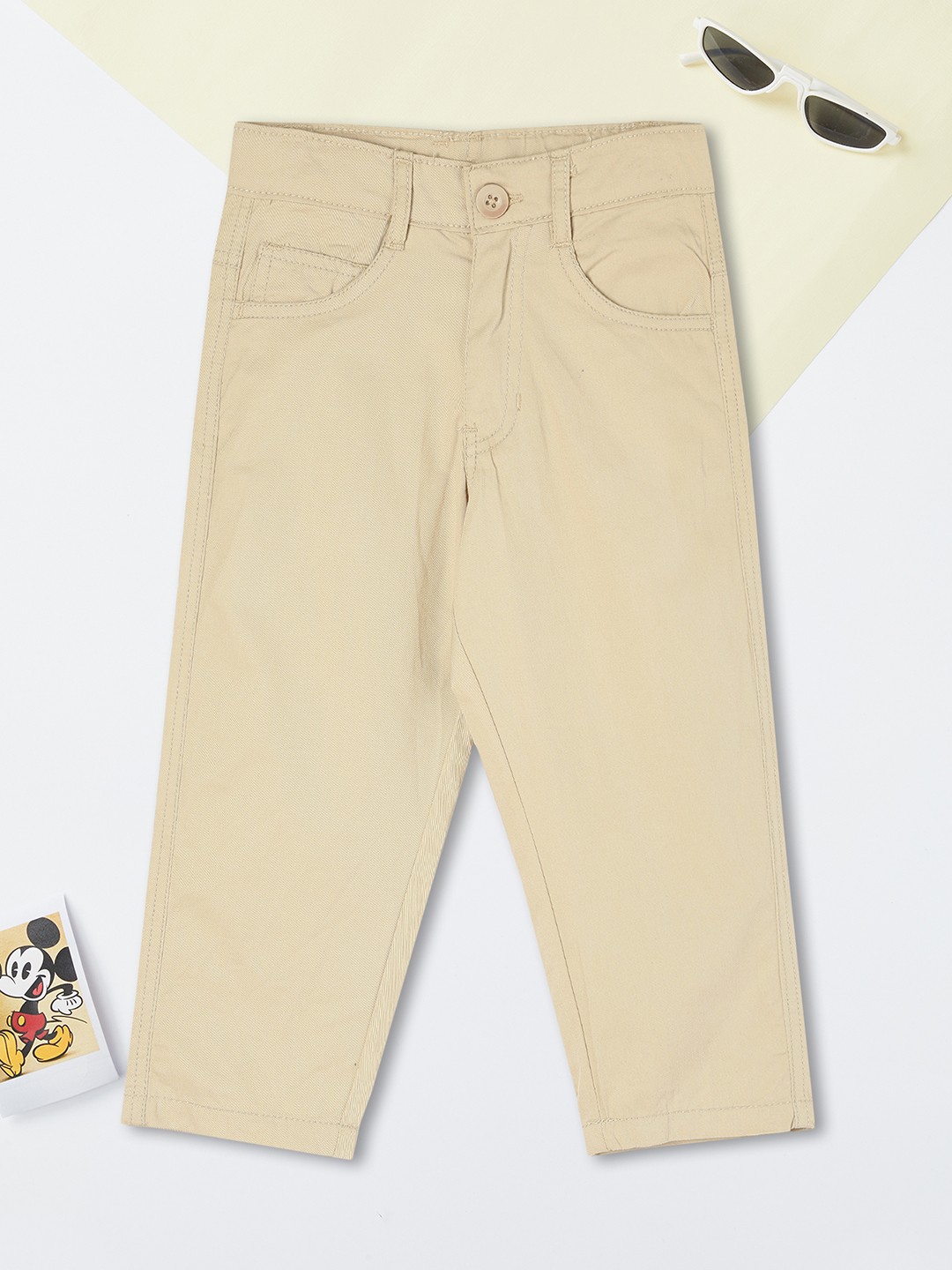 

max Boys Pure Cotton Mid-Rise Chinos, Beige