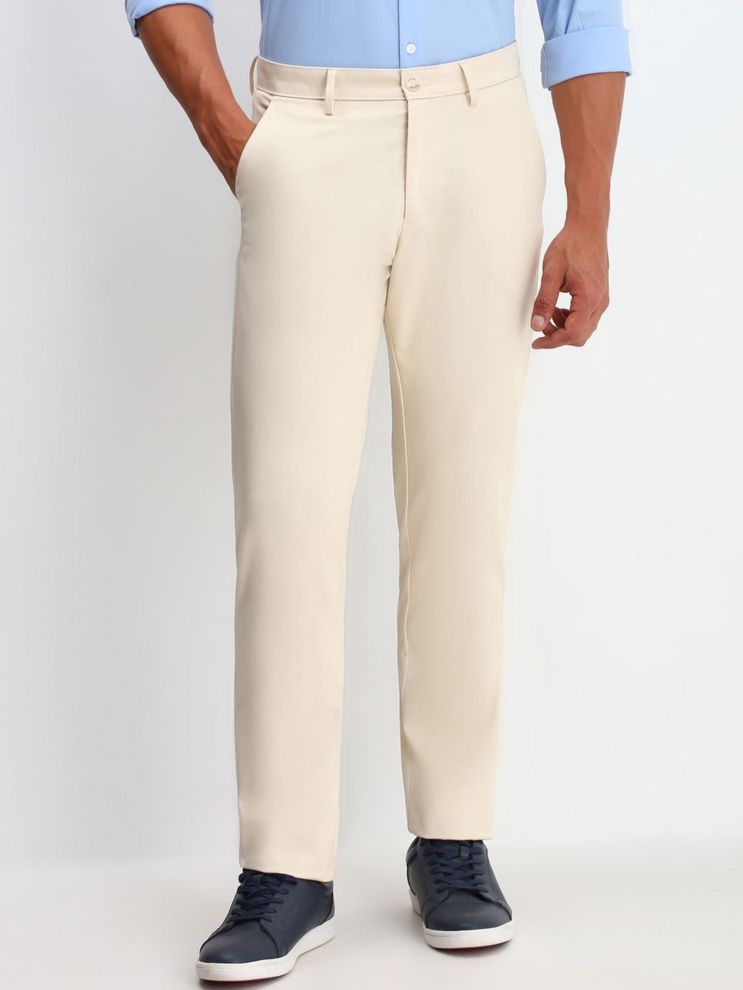 

Allen Solly Men Mid-Rise Regular Trousers, Beige