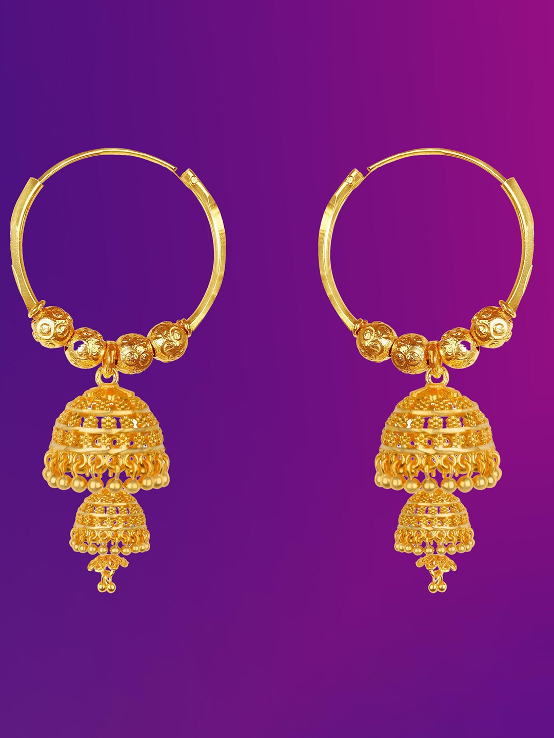 

Lila Gold-Plated Antique Contemporary Jhumkas