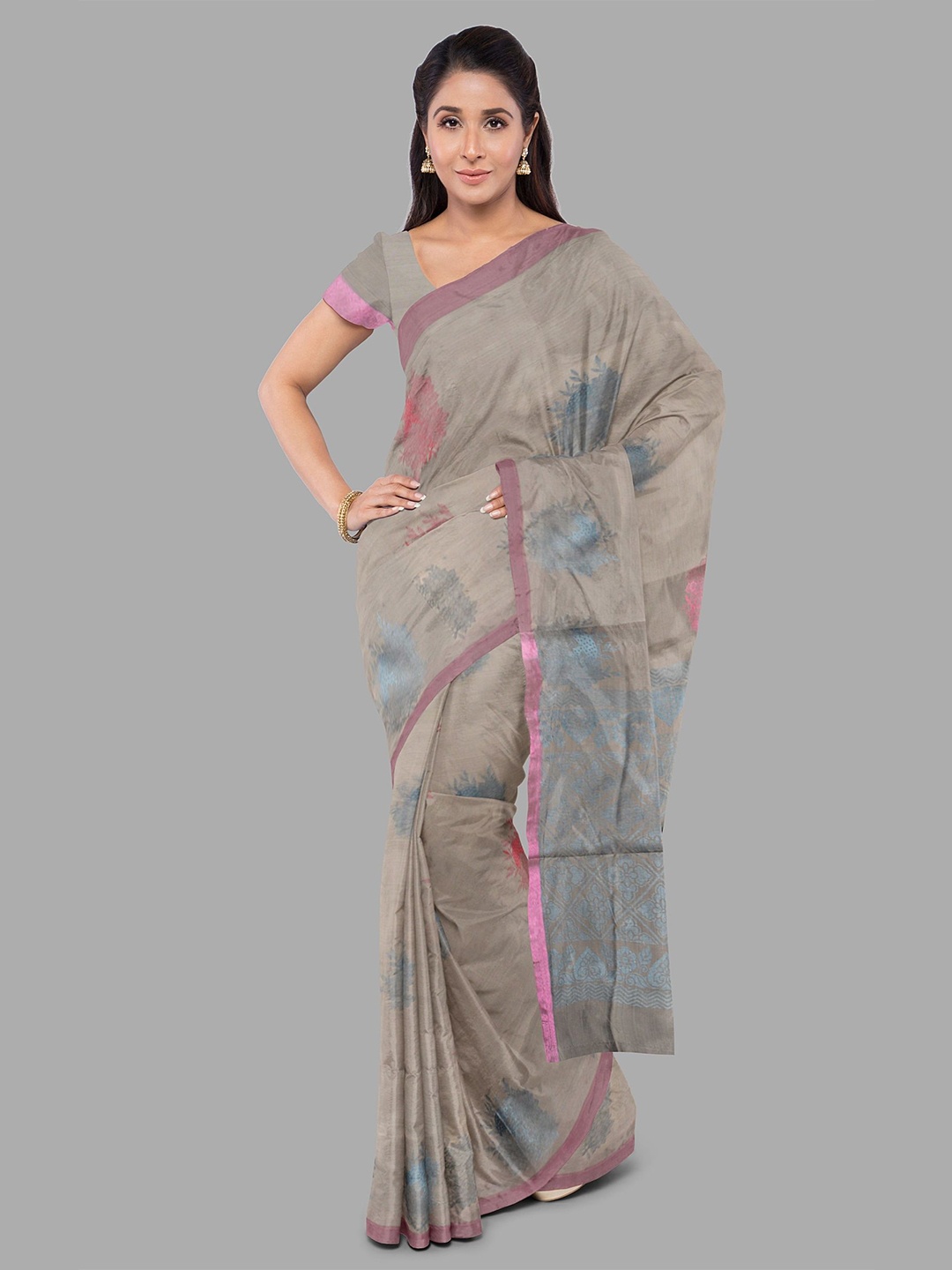 

The Chennai Silks Woven Design Zari Kovai Saree, Brown