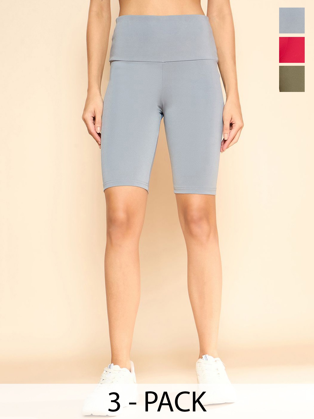 

COLOR CAPITAL Women Pack Of 3 High-Waisted Gym Tights, Grey