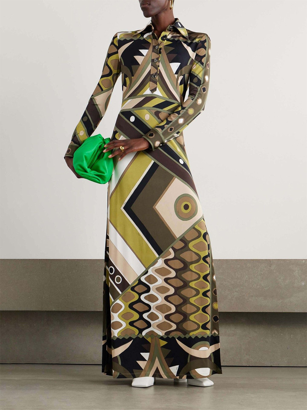 

StyleCast x Revolte Women Shirt Collar Maxi Dress, Green