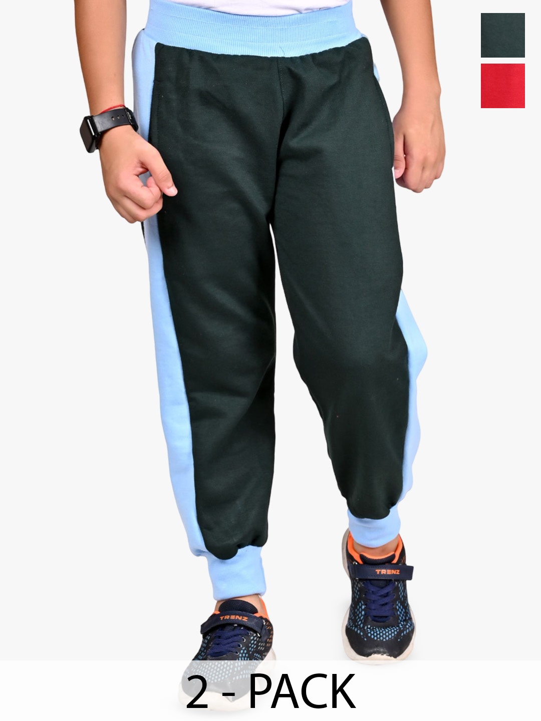 

BAESD Boys Pack Of 2 Mid-Rise Joggers, Red