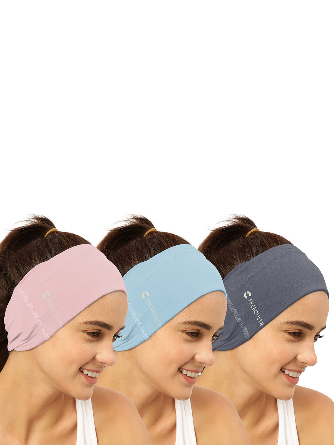 

FREECULTR Unisex Pack Of 3 Anti Microbial Multipurpose Bandana Headband, Blue