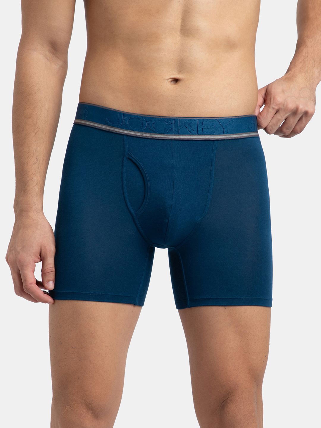 

Jockey Tencel Micro Modal Solid Boxer Brief with Natural StayFresh Properties - HG17, Blue