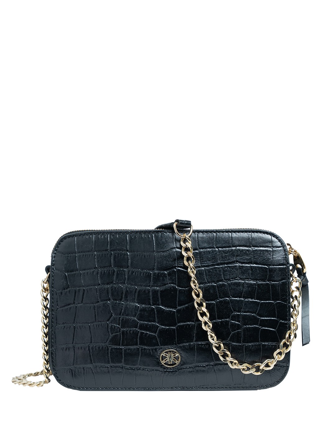 

RI2K LONDON Women Textured Leather Sling Bag, Black