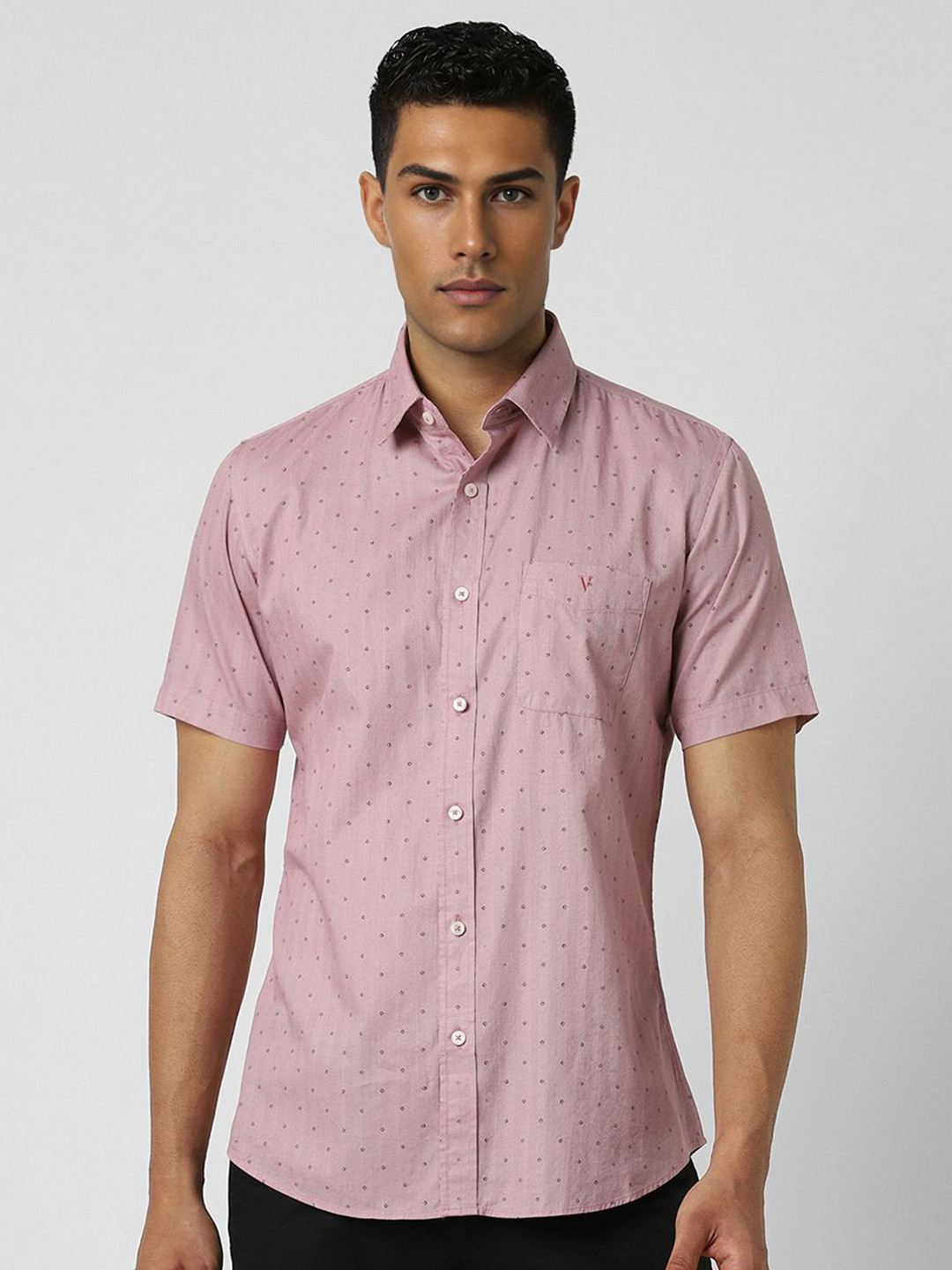

Van Heusen Sport Men Slim Fit Opaque Printed Casual Shirt, Pink