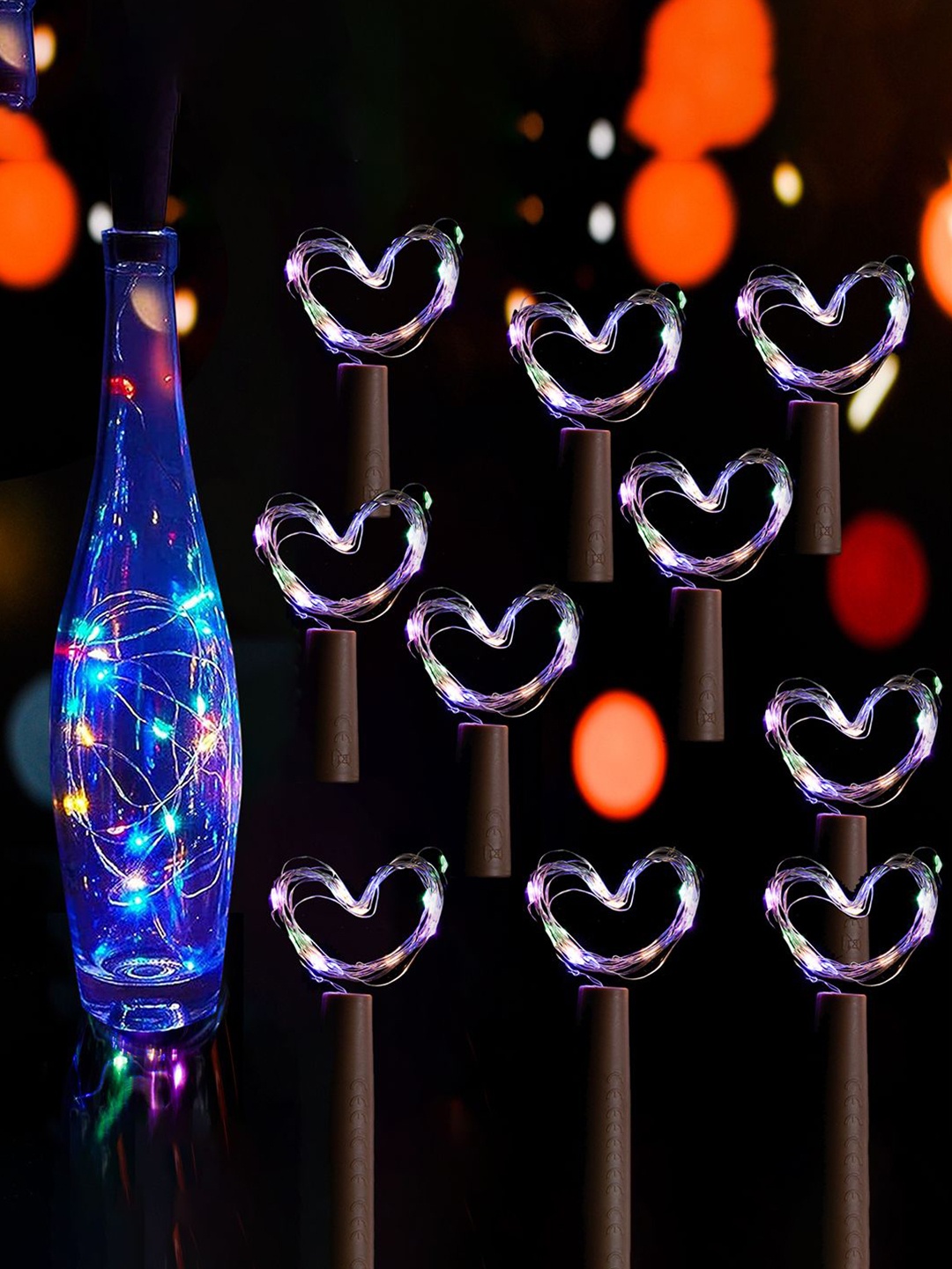 

Kuber Industries Blue 10 Pieces Rice Shape Cork String Light