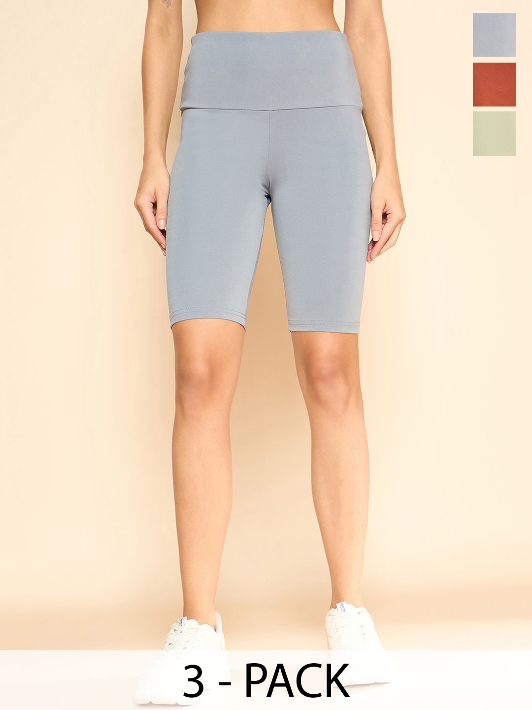 

COLOR CAPITAL Women Pack Of 3 Above Knee Length Tights, Grey