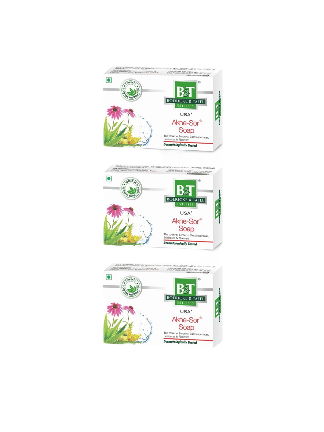 

BOERICKE & TAFEL Set Of 3 Akne Sor Soap With Aloe Vera - 75 g Each, White