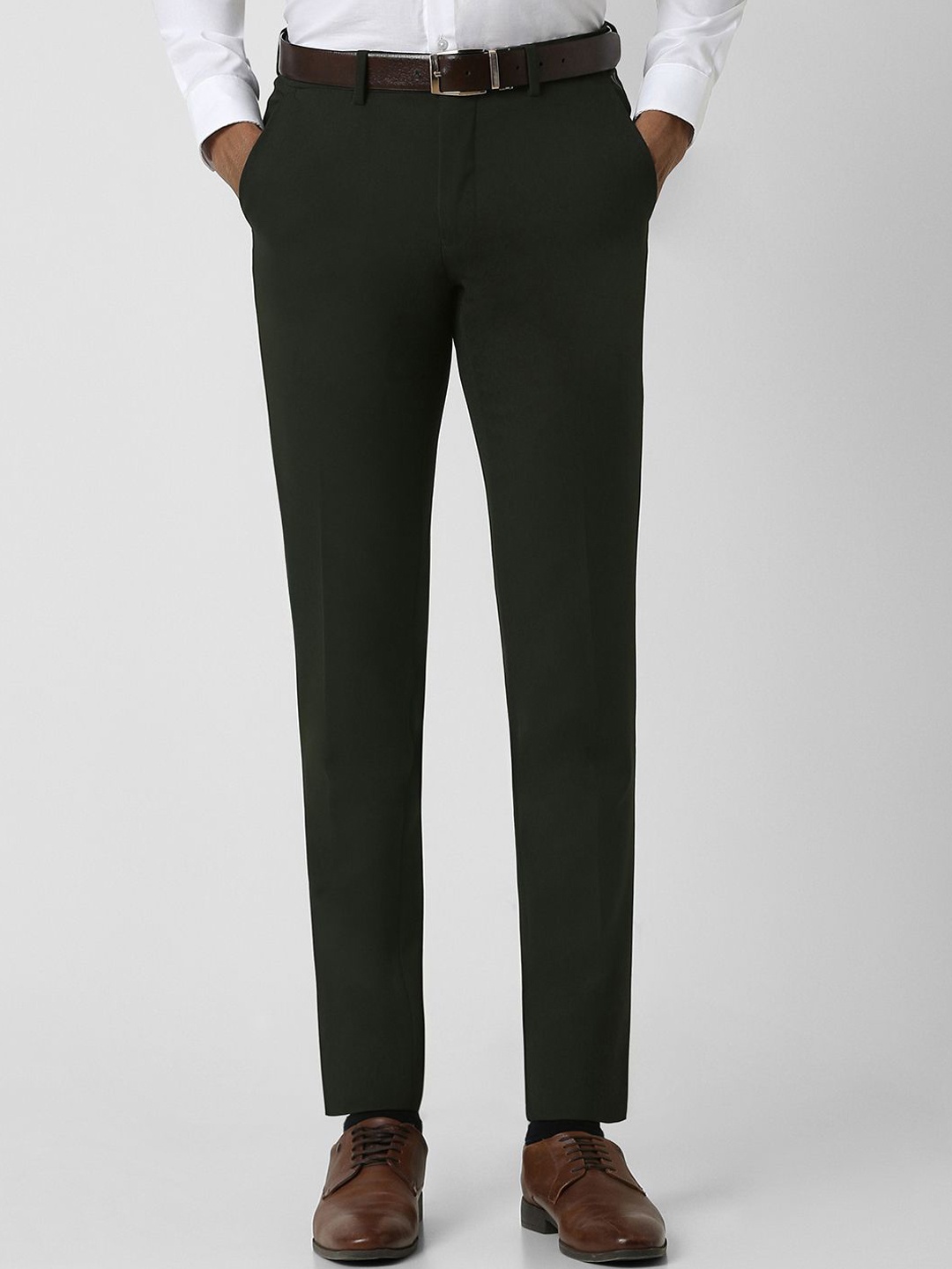 

Van Heusen Men Solid Ultra Slim Fit Trousers, Green