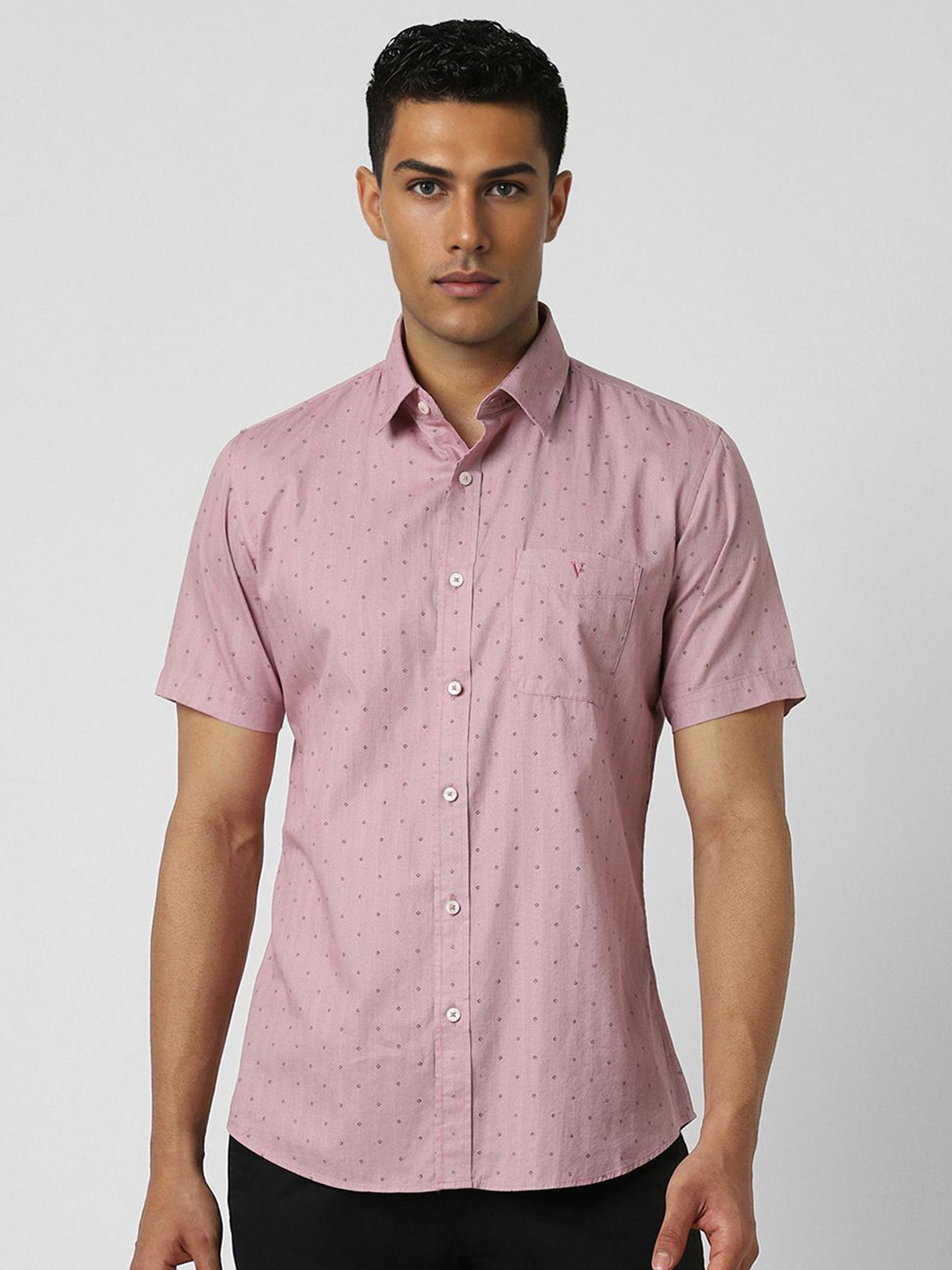

Van Heusen Sport Men Slim Fit Opaque Printed Casual Shirt, Pink
