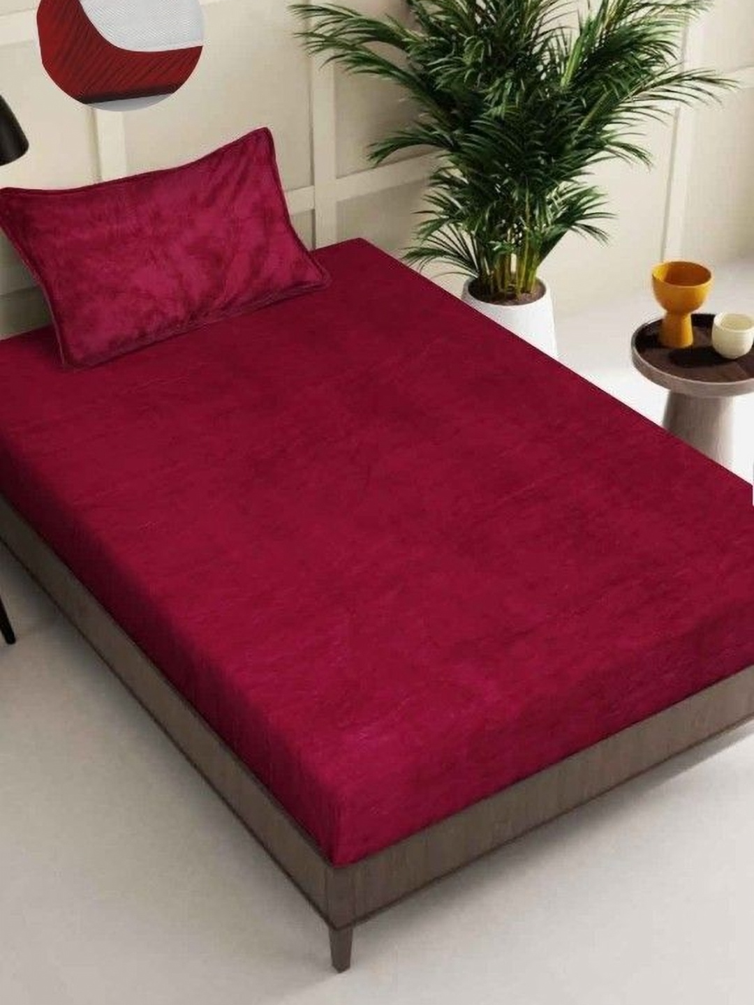 

BREVARD Maroon Wool 260 TC Single Bedsheet Set 2.28 m x 1.52 m
