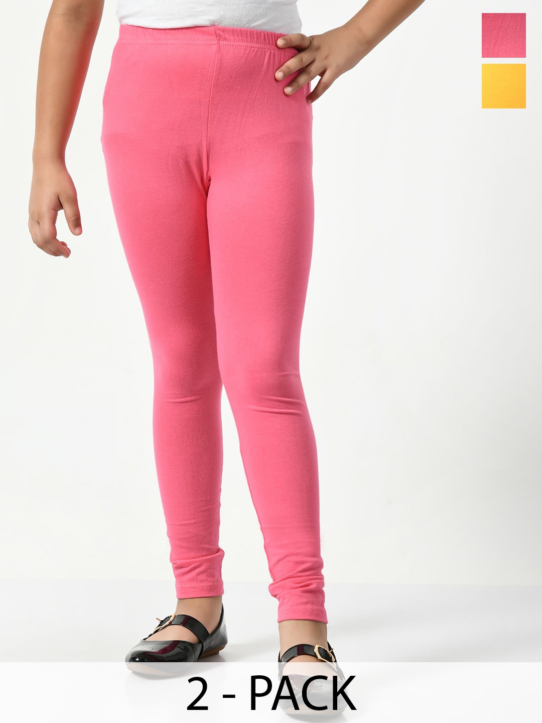 

KAYU Pack Of 2 Girls Ankle Length Lenggings, Pink